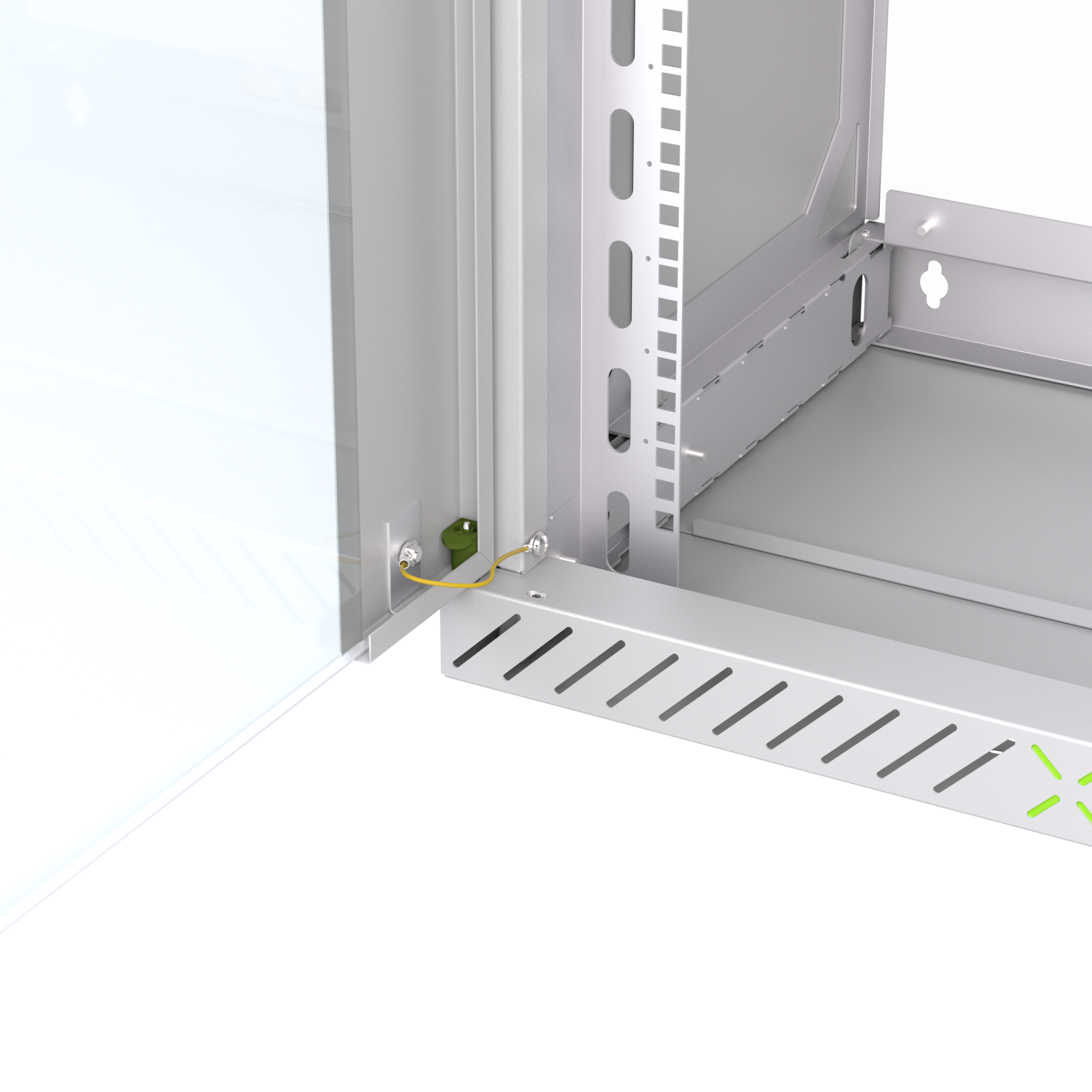 Wall Cabinet X-Rack w. glass door 400-600mm 15U Grey RAL7035