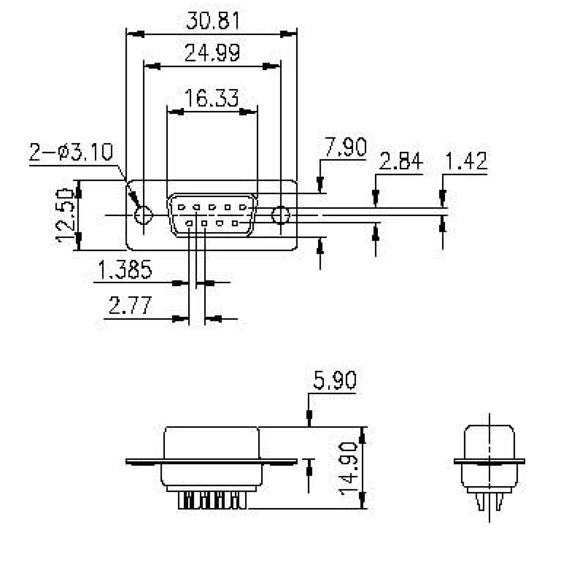 Dsub Solder Jack EDF 09 LL/Z, 09-pole