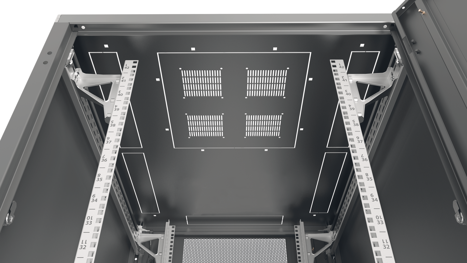 19" Server Cabinet PRO 42U, 800x1000 mm, F+R 2-Part, RAL9005