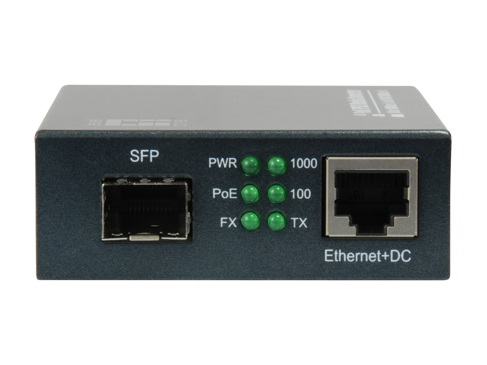 Gigabit Ethernet PoE PSE Media Converter, 10/100/1000T RJ45 - SFP