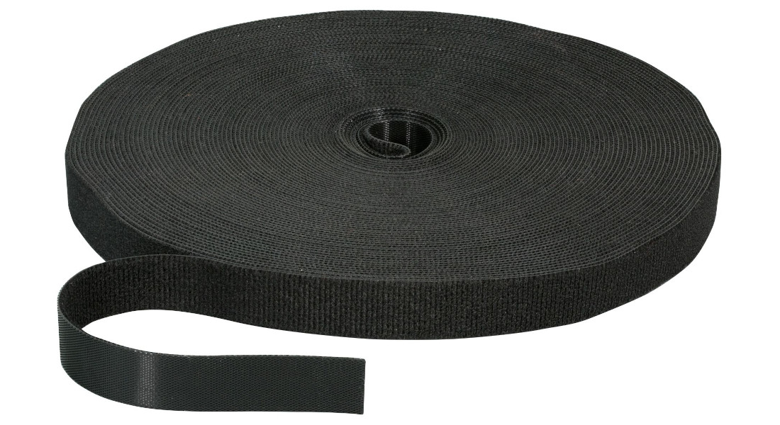 Velcrobånd til kabelhåndtering på rulle i sort
