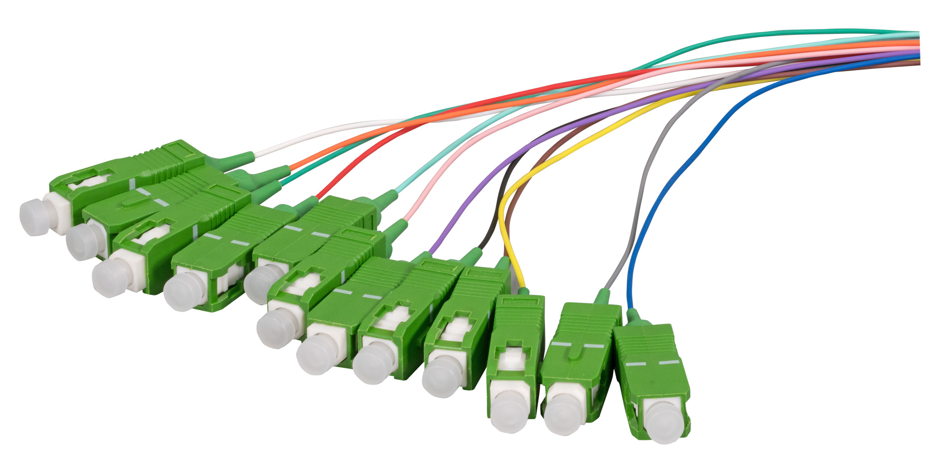 Fiber pigtail SC-APC8° 9/125µ 12x Set coul., 2m, OS2