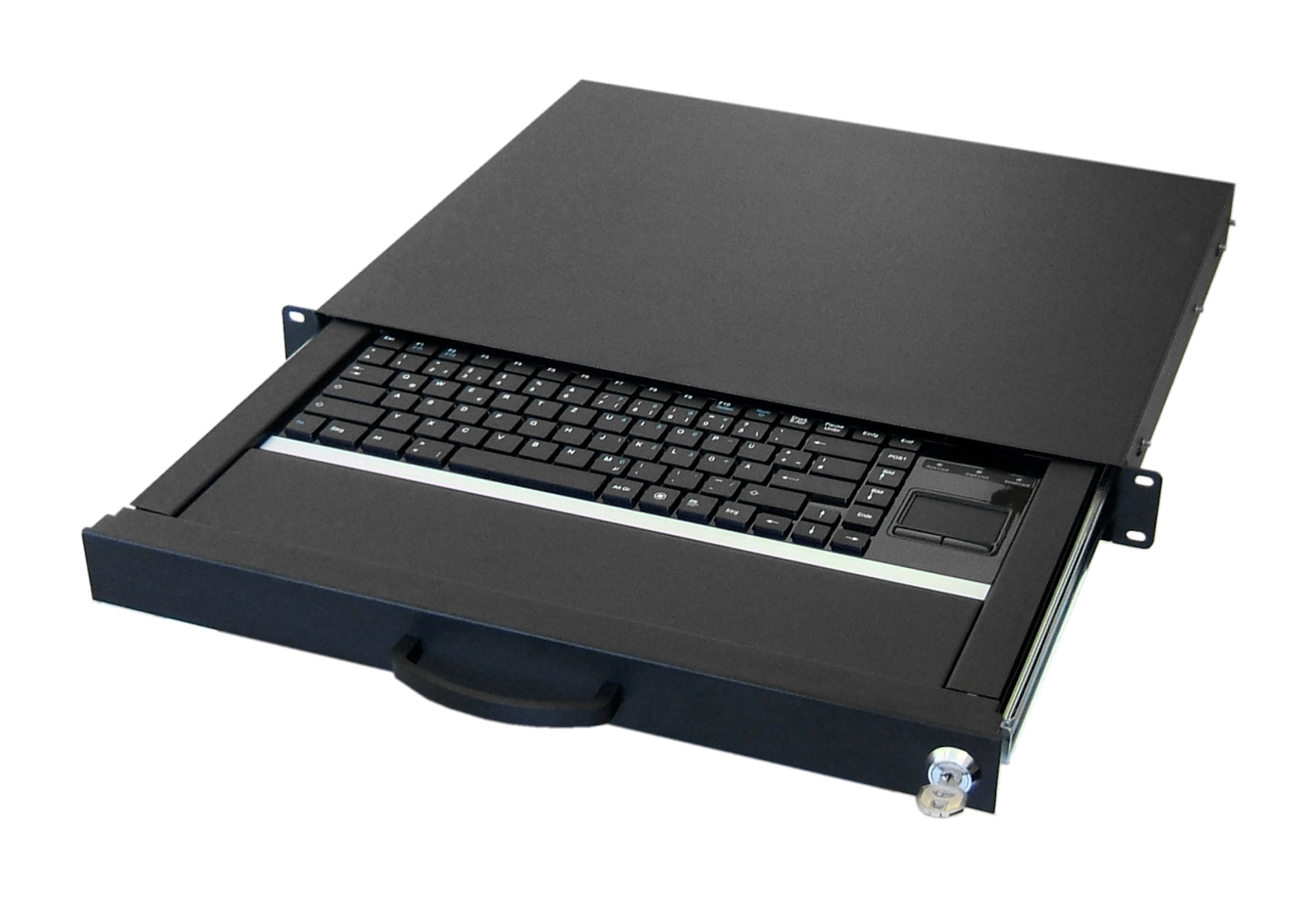 19" 1U Keyboard Drawer incl. Keyboard DE, Touchpad, RAL7035
