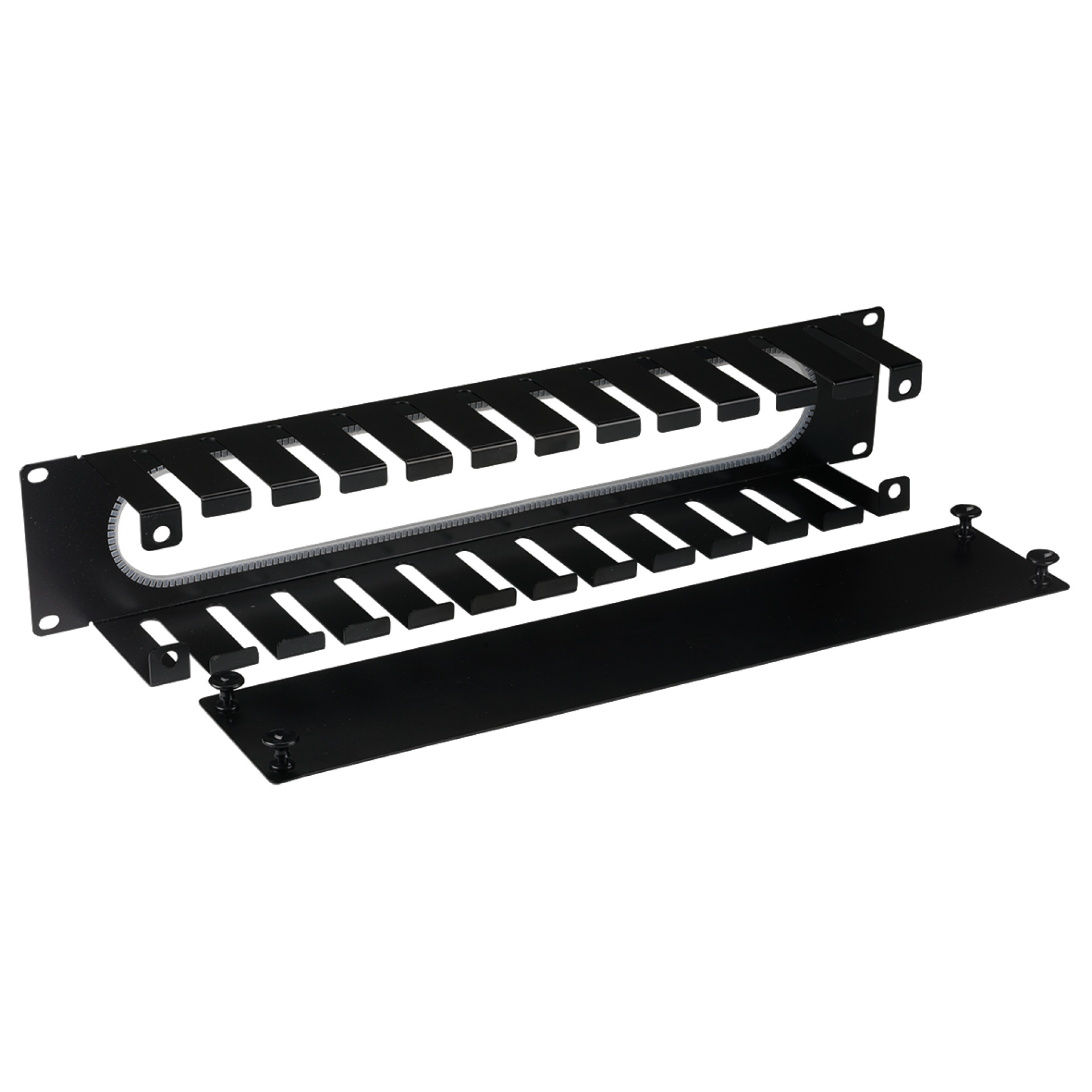 19" 2U Cable Routing Panel with Cover, RAL7035