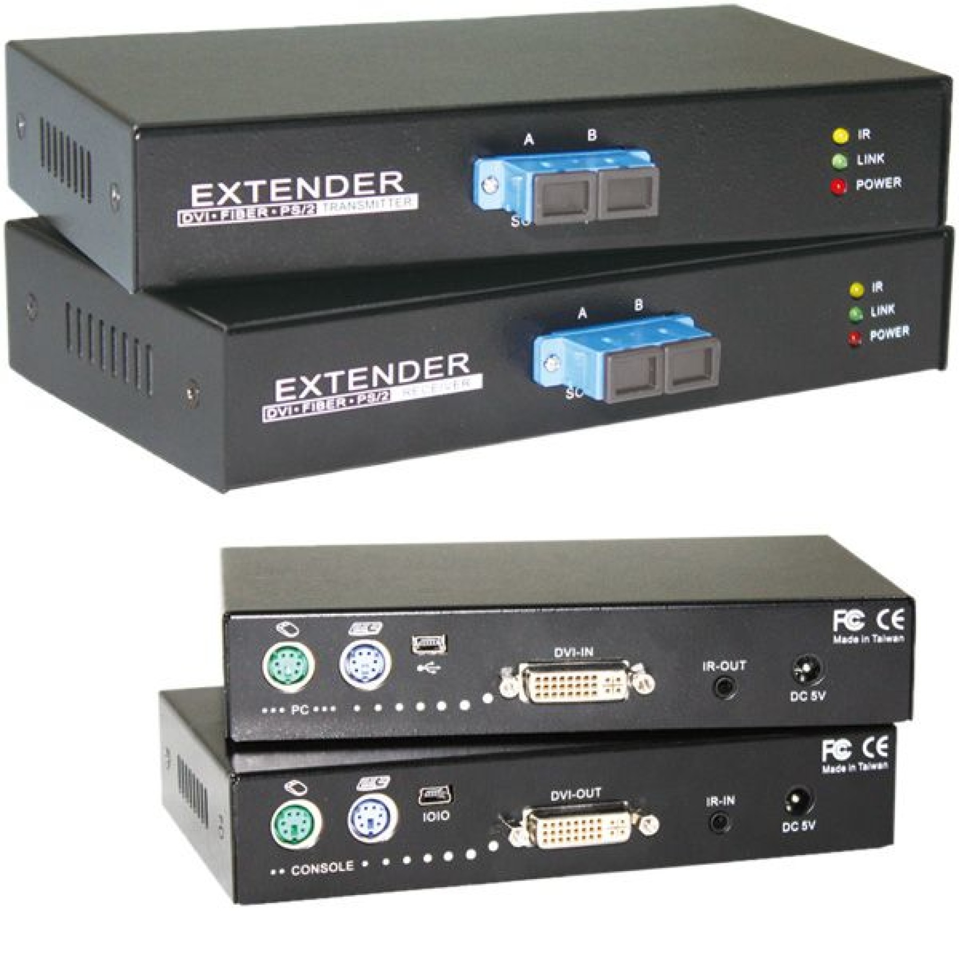 KVM Fiber Extender DVI-PS/2 1000m, SC-Duplex MM, HDTV