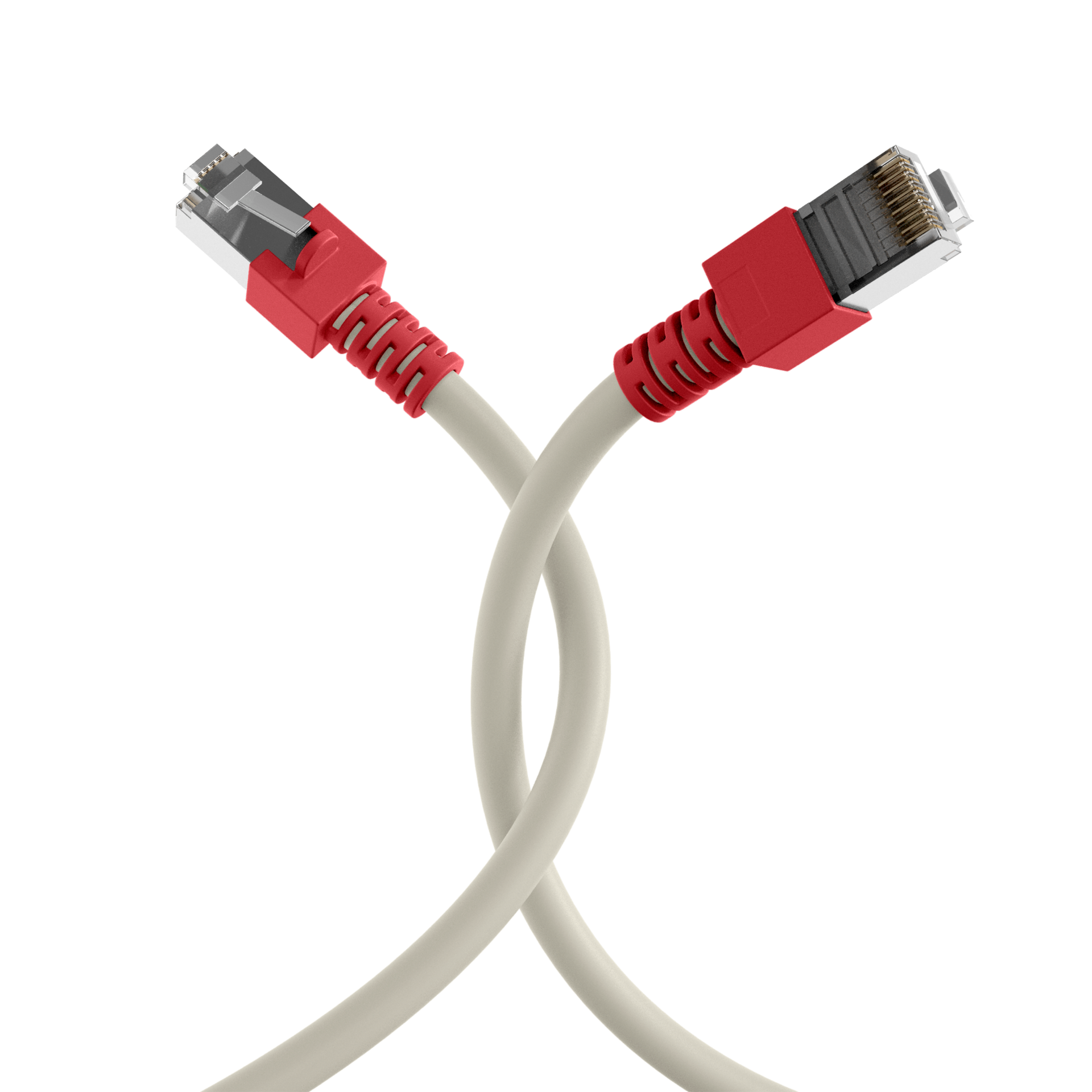 RJ45 Patch Cord Cat.5e SF/UTP PVCred boot CCA crossed grey 2m