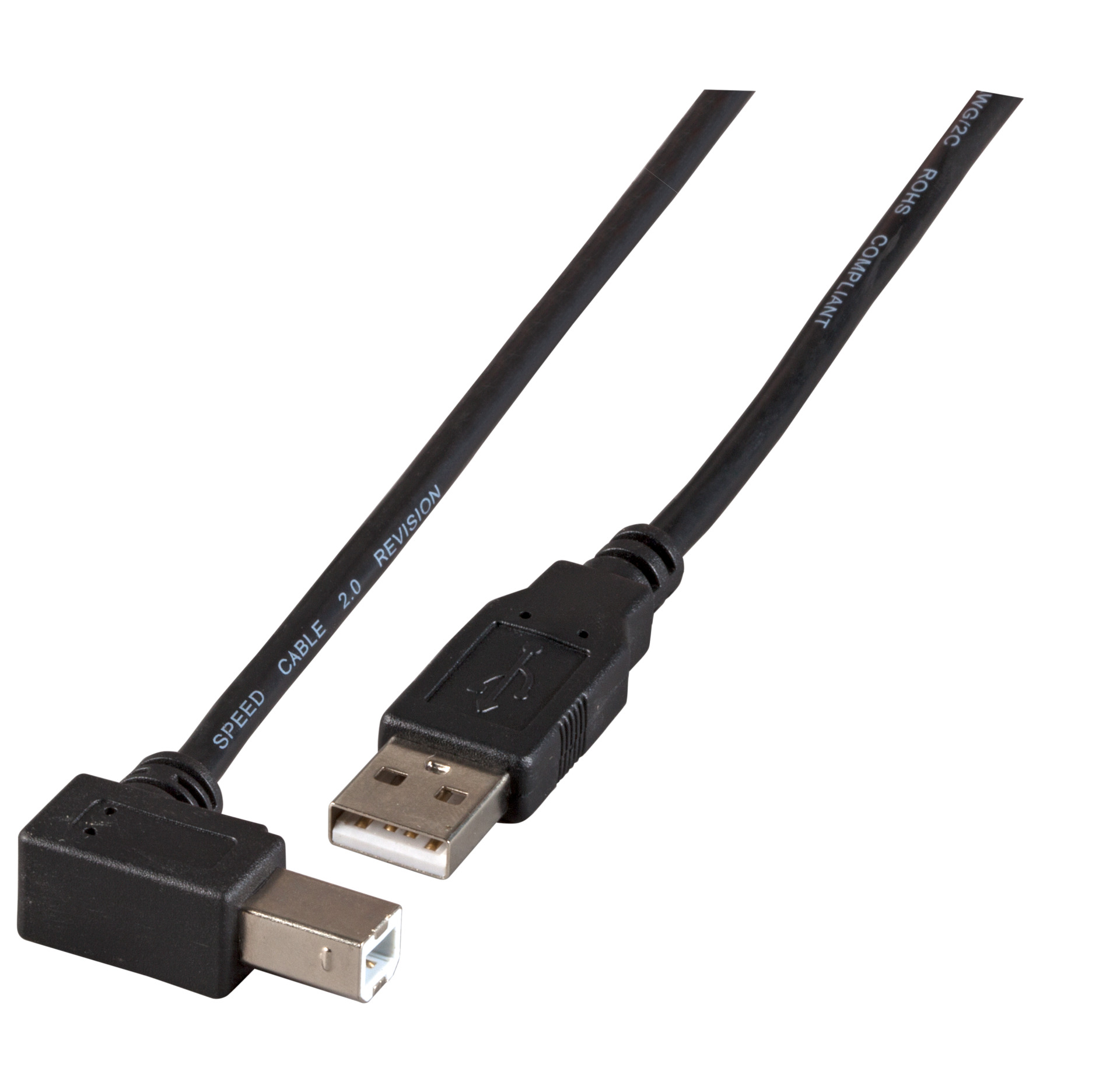 USB2.0 Connection Cable A-B (angled), M-M, 1.8m, black, Classic