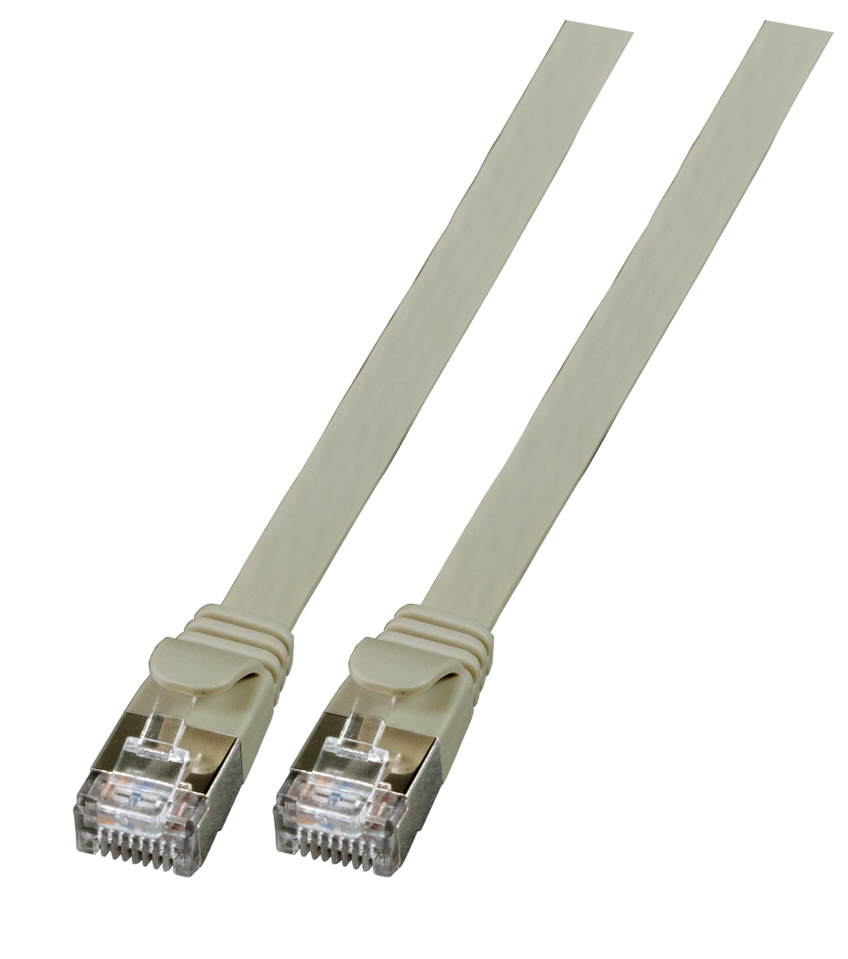 RJ45 Flat Patch cable U/FTP, Cat.6A, PVC, 0.5m, grey