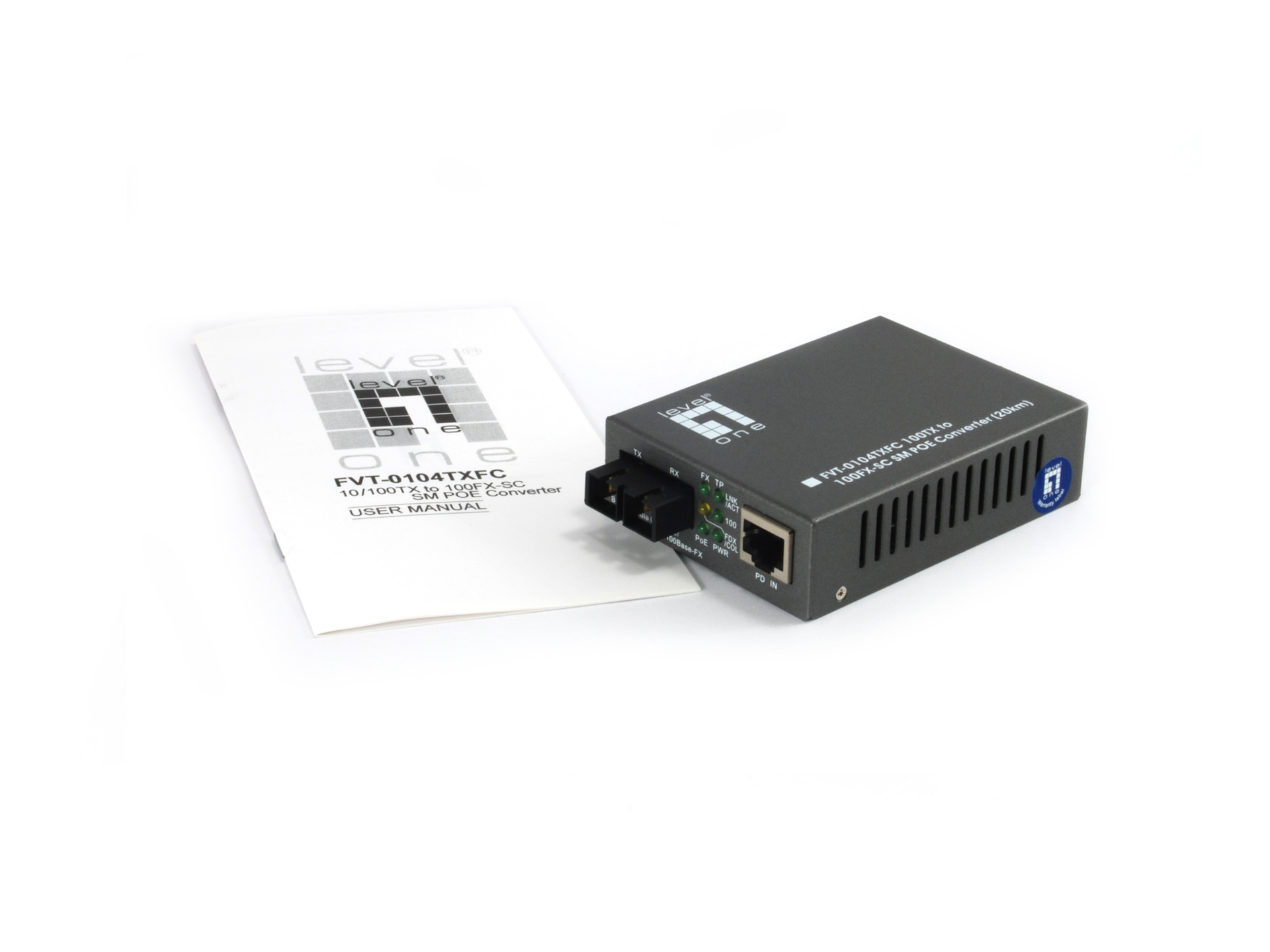 Fast Ethernet PoE-PD Media Converter, RJ45-SC-Duplex, 100FX, MM
