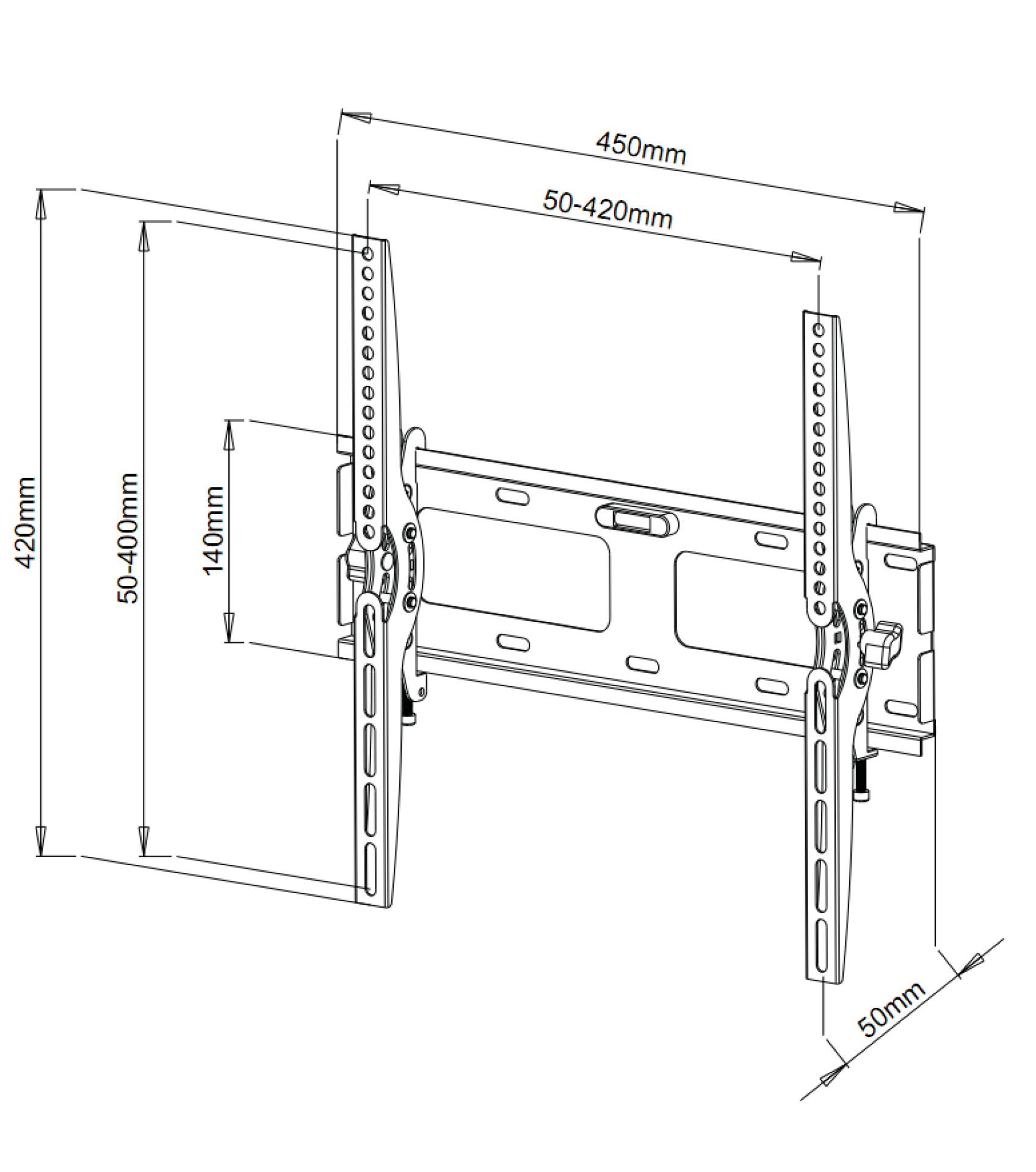 Wall support for LCD TV LED 23" - 55" with tilt black