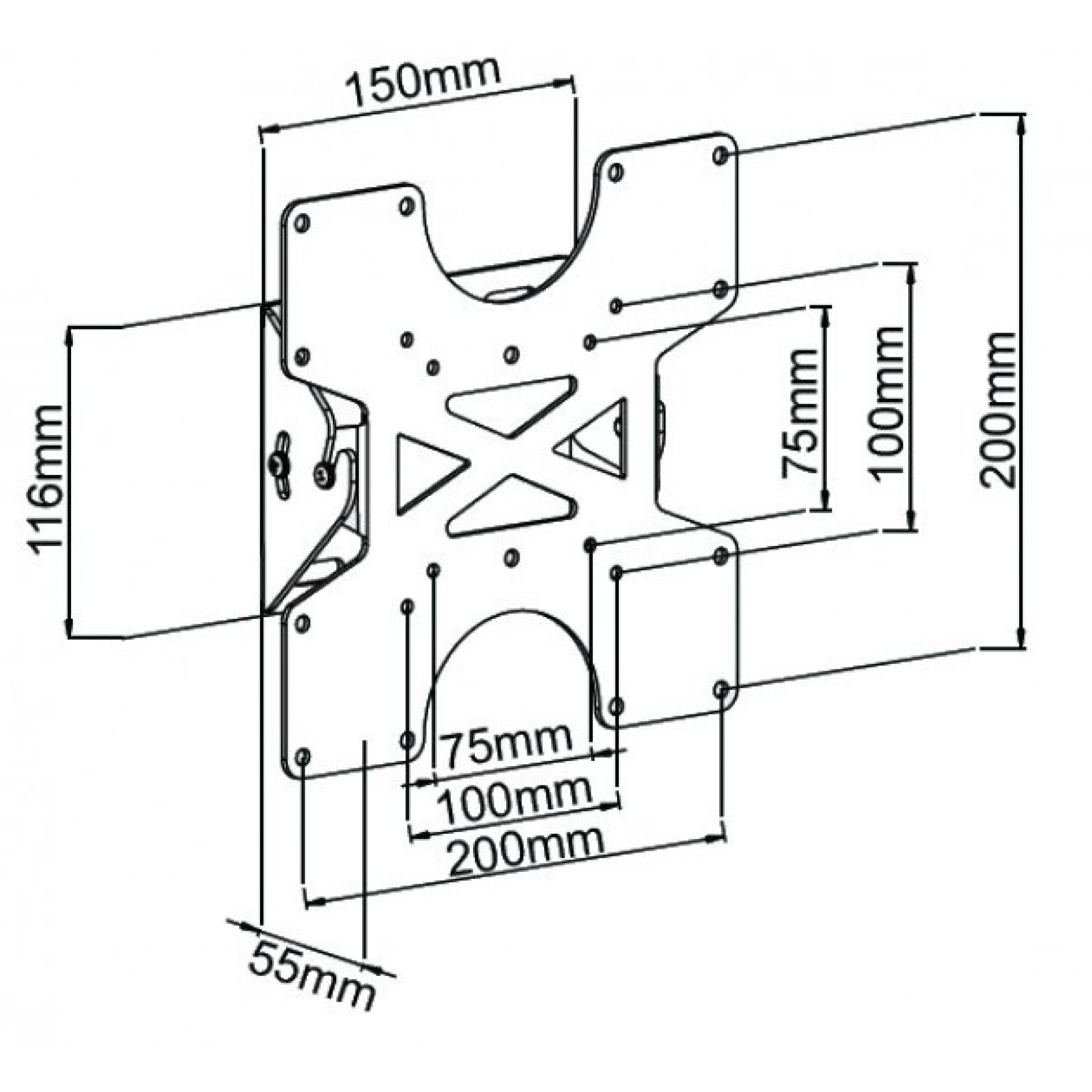 Wall support for LCD TV LED 17"-37" with tilt, black