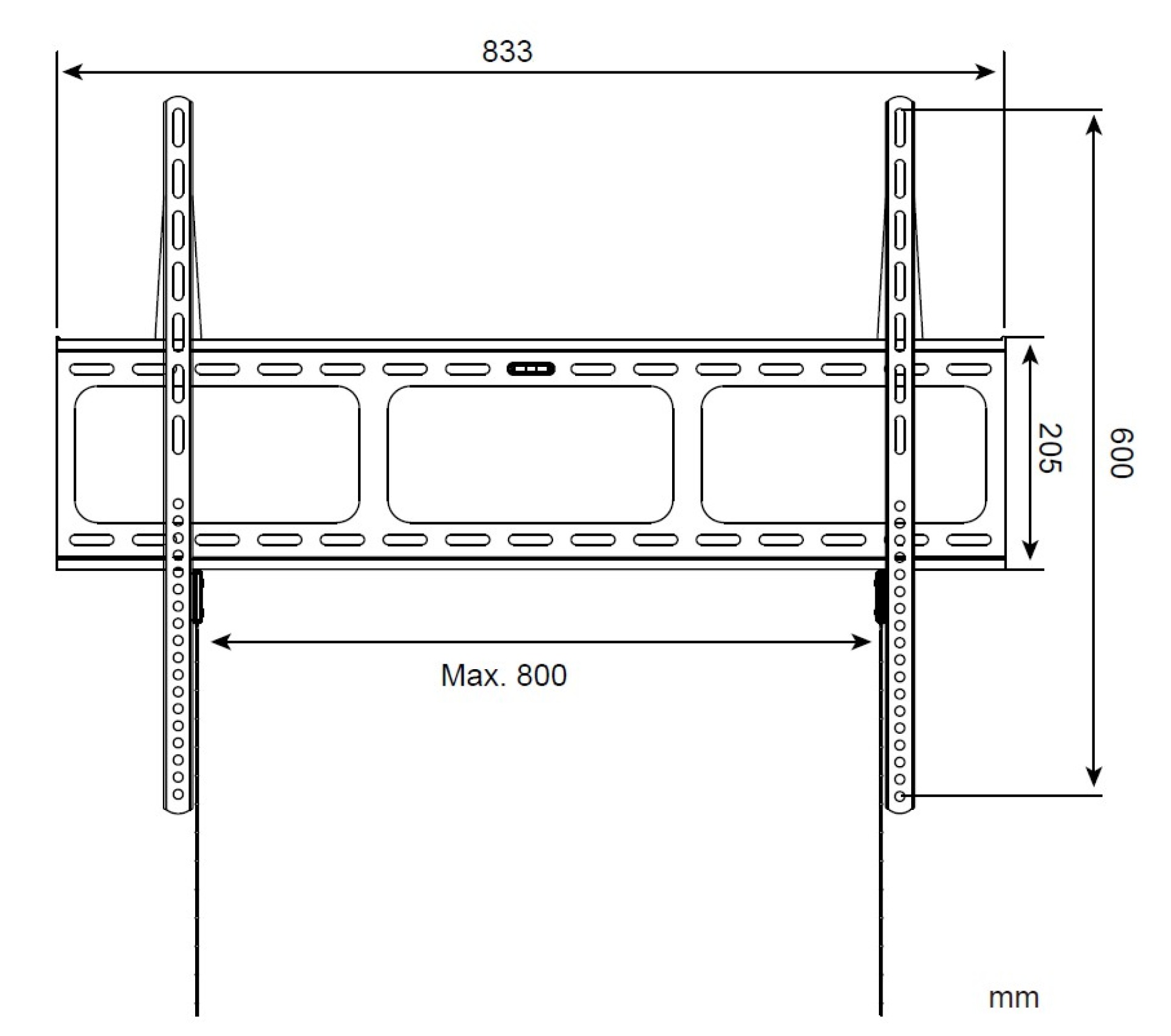 Wall support for LCD TV LED 42" - 80" slim fixed H600mm