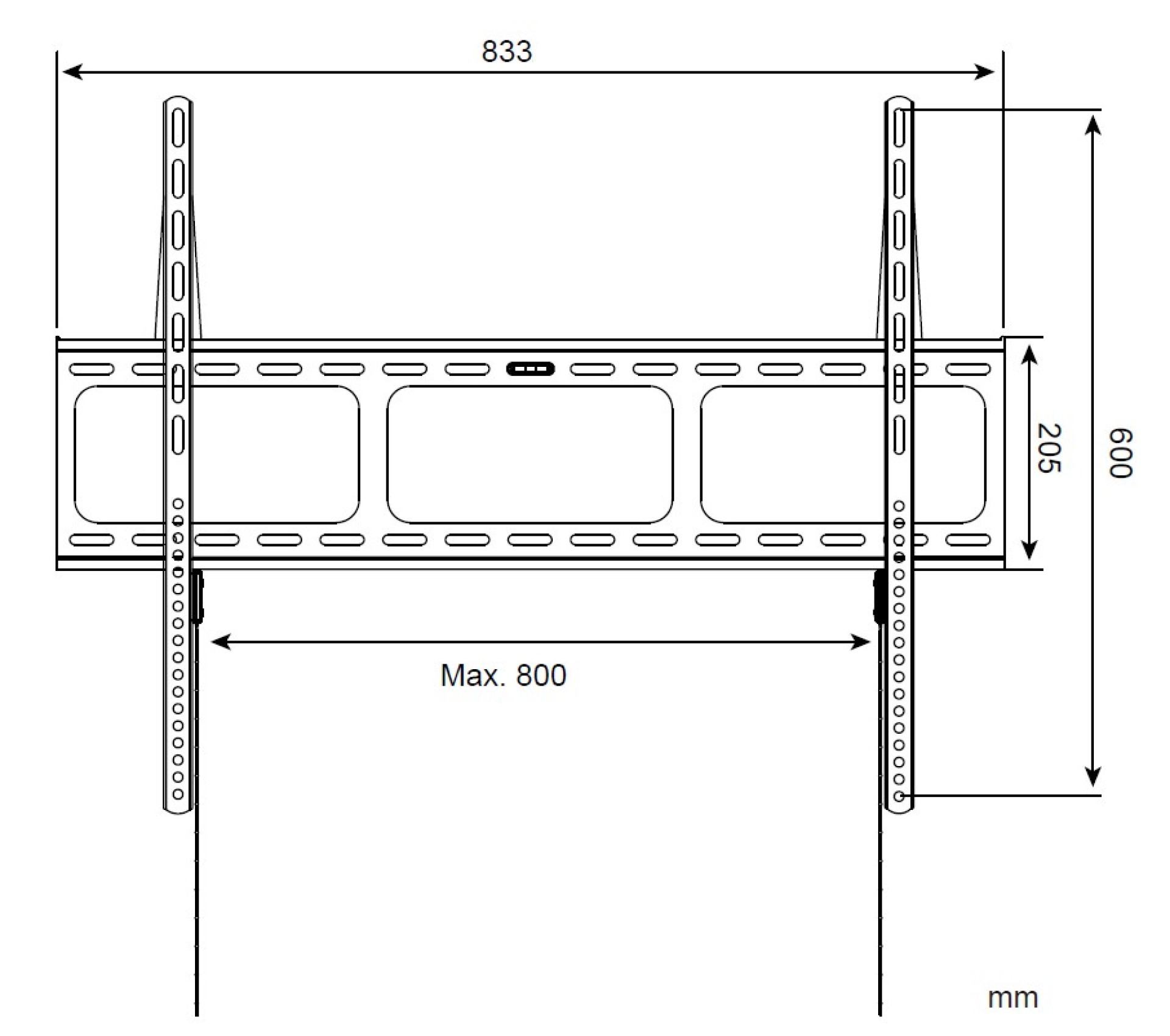 Wall support for LCD TV LED 42" - 80" slim fixed H600mm