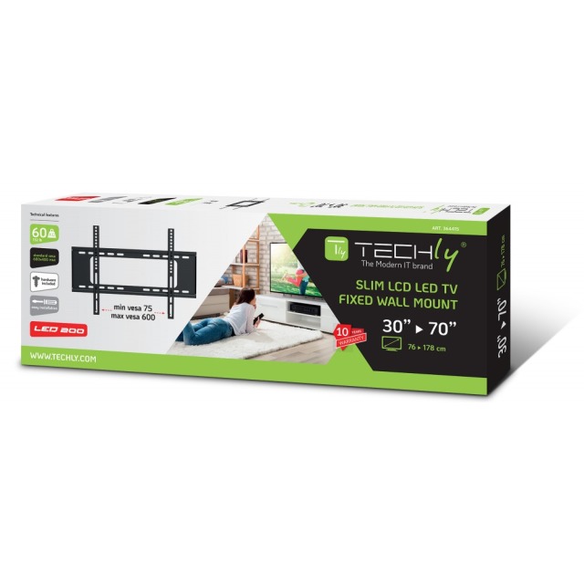 Wall Bracket for LCD LED TV 30-70" Slim, Fixed, Black