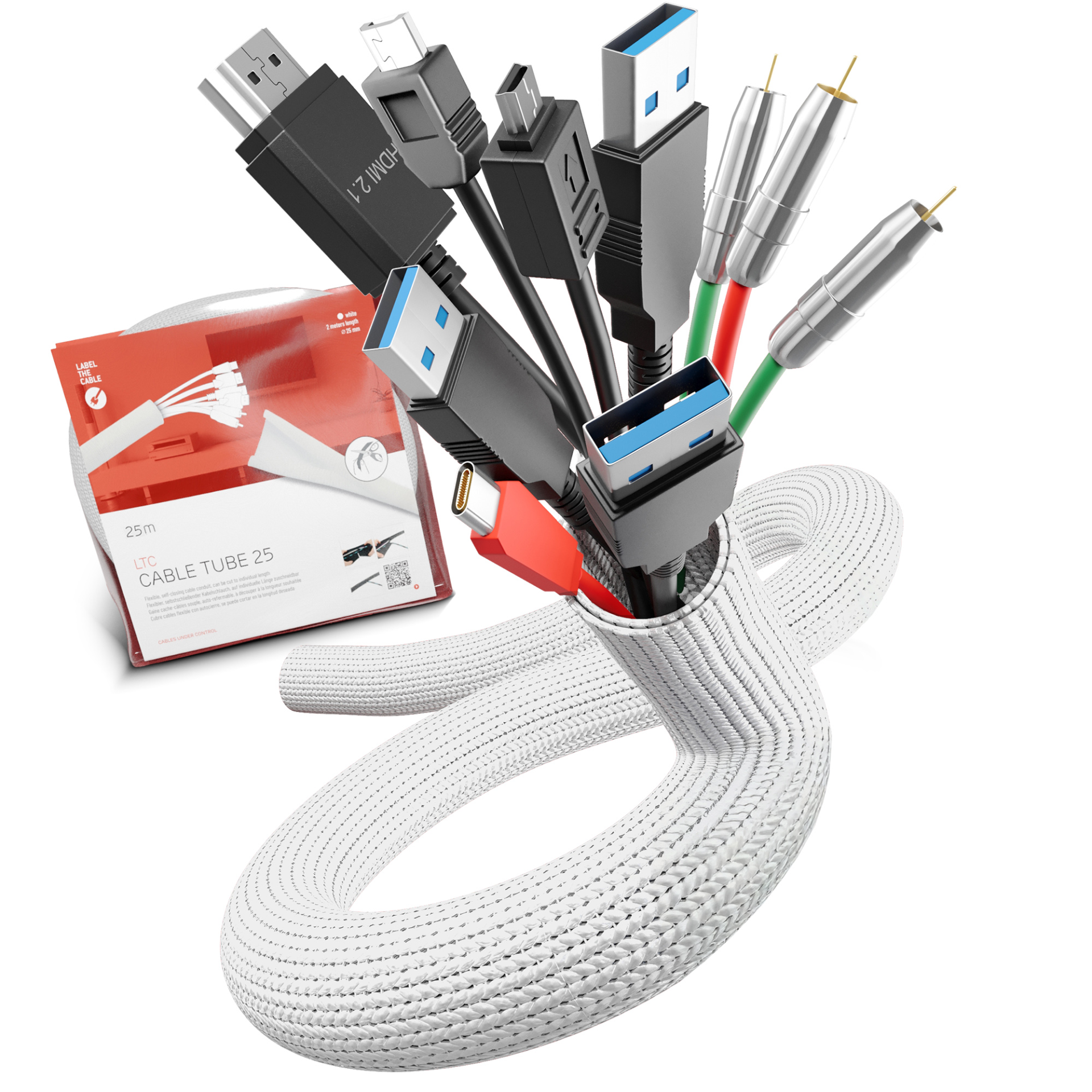 LTC CABLE TUBE, soft polyester tube diameter 2.5 - 4cm 2m white