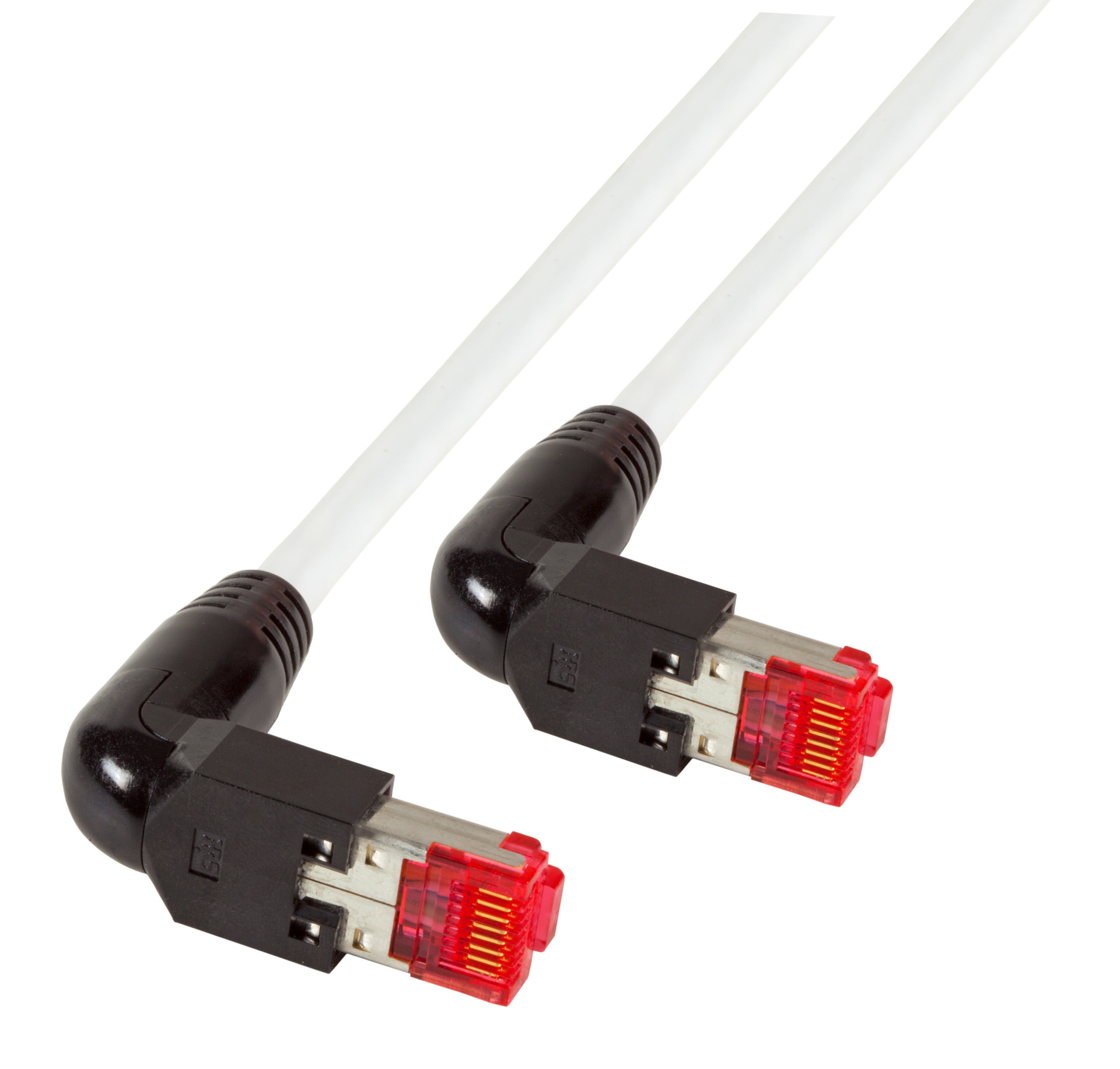 RJ45 Patch cable S/FTP, Cat.6A, 2x TM21 90°, UC900, 1m, white