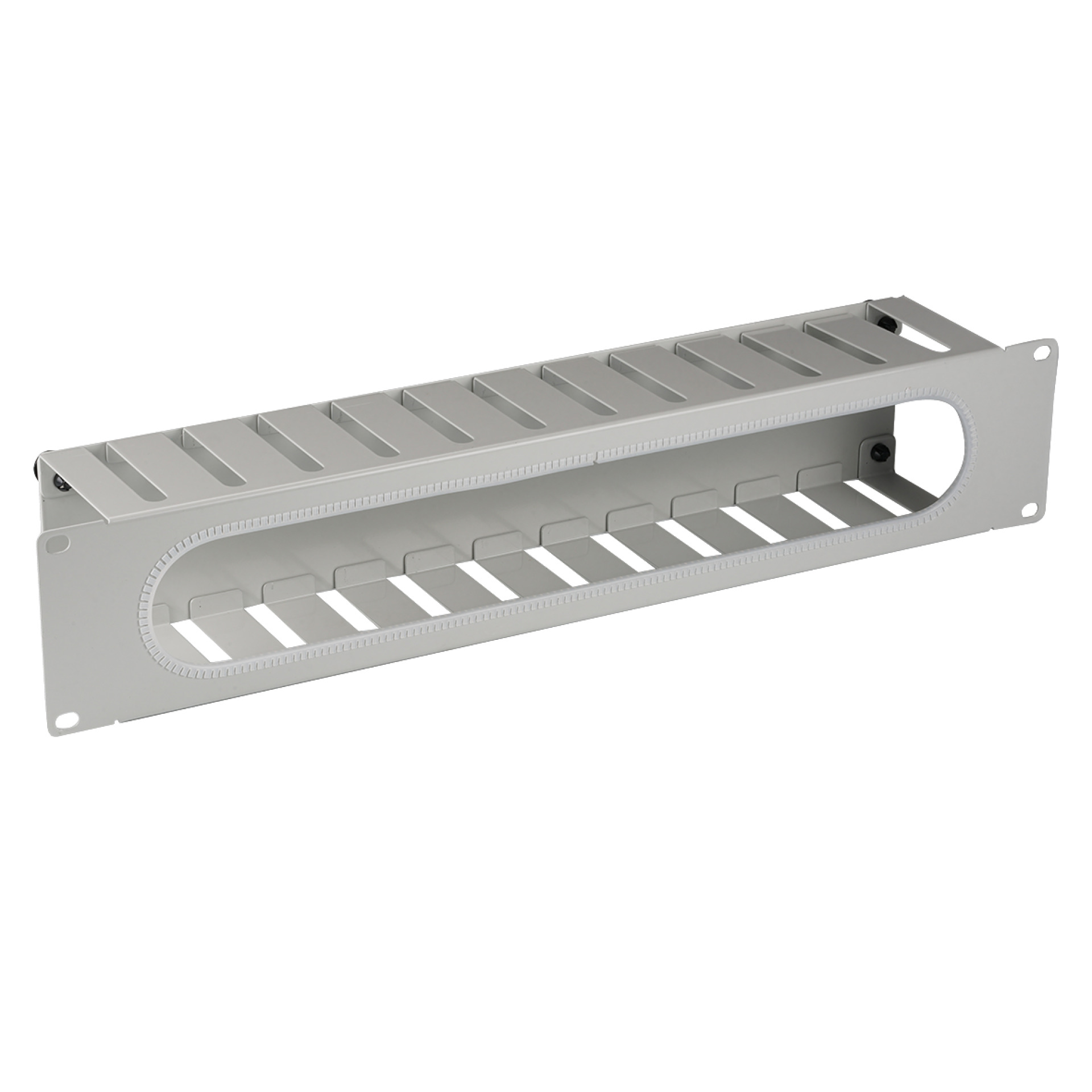 19" 2U Cable Routing Panel with Cover, RAL7035