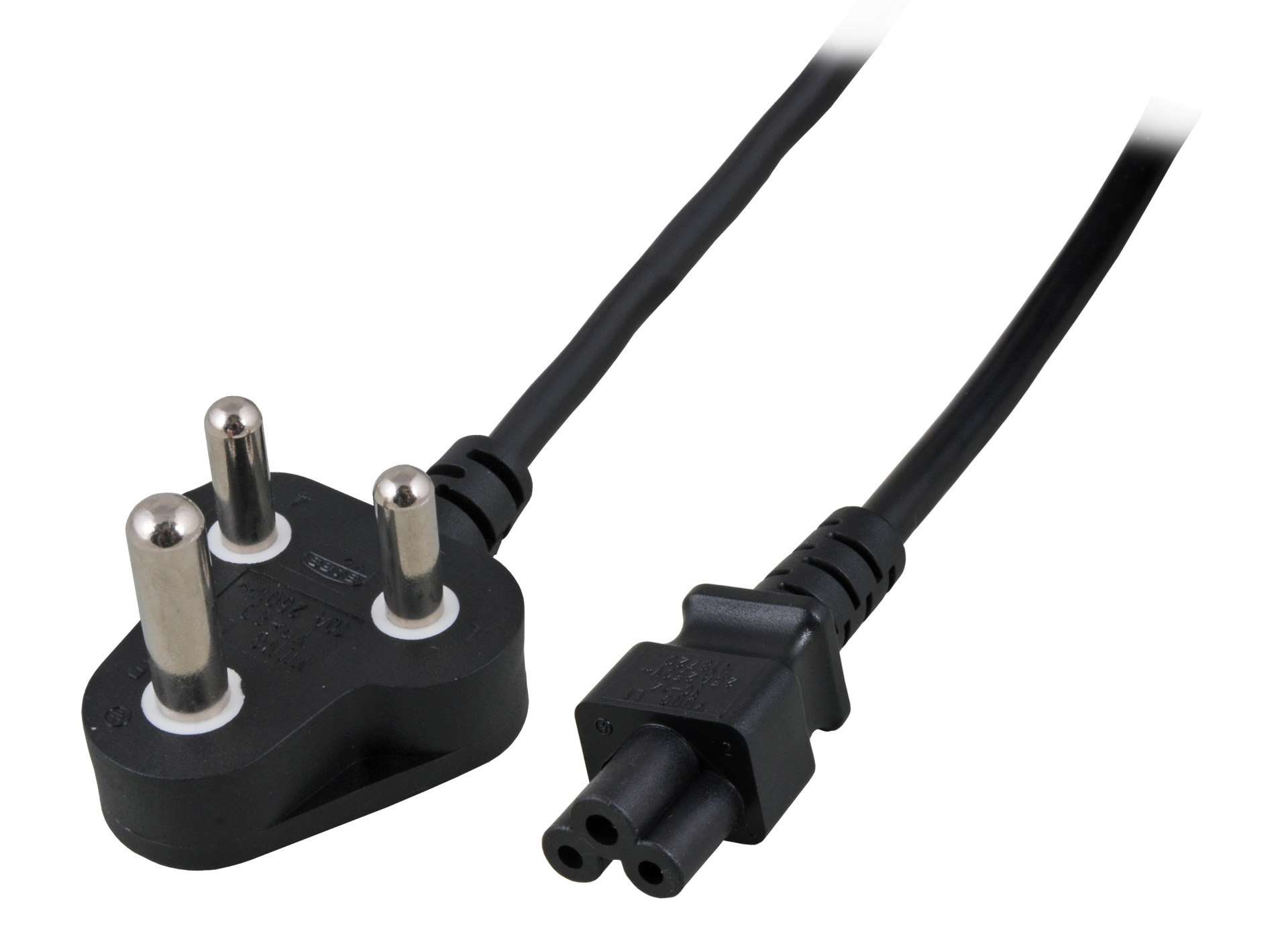 Power Cable South Afr. - C5 180°, Black, 1.8 m, 3 x 0.75 mm²