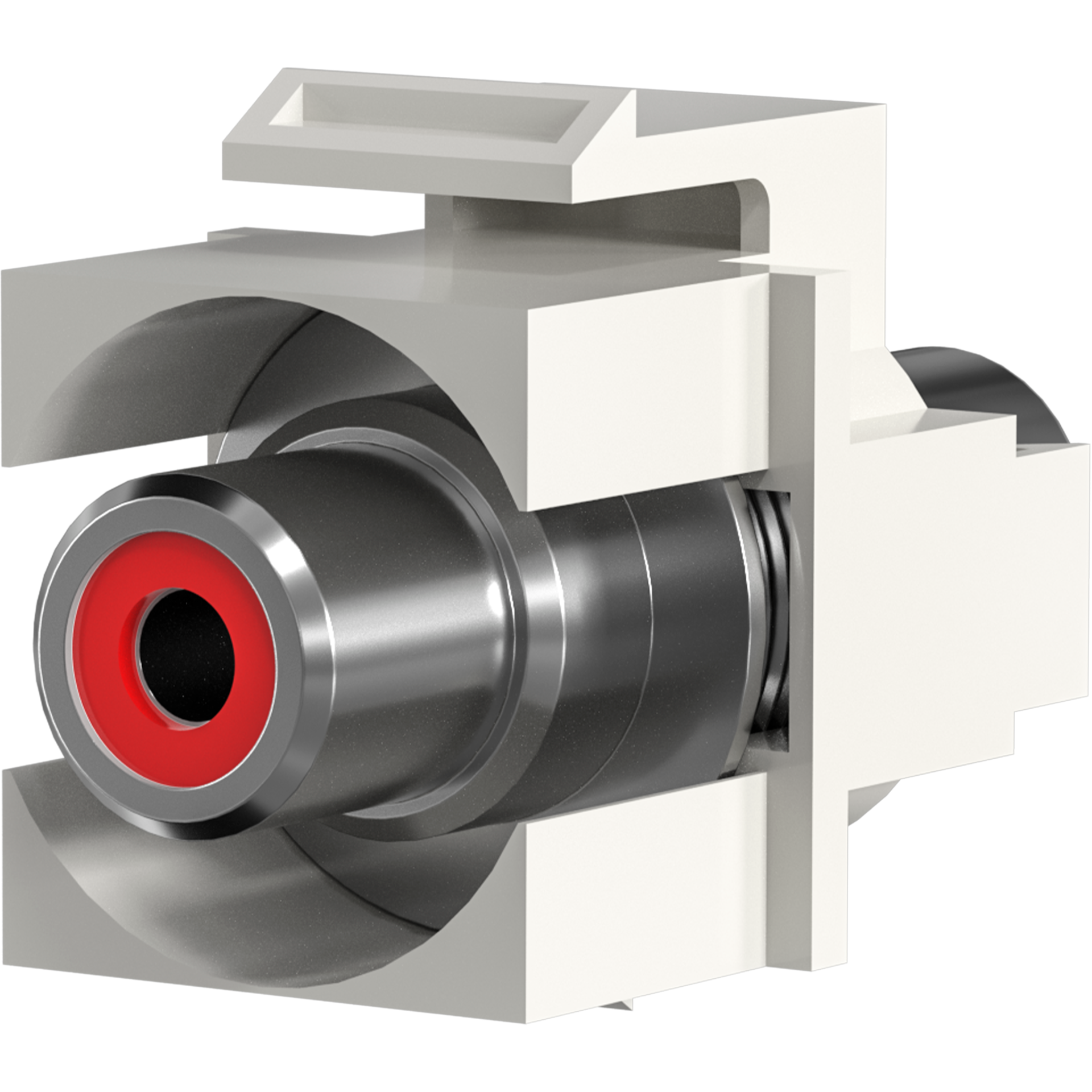 Keystone Einbauadapter Cinch weiß, roter Ring