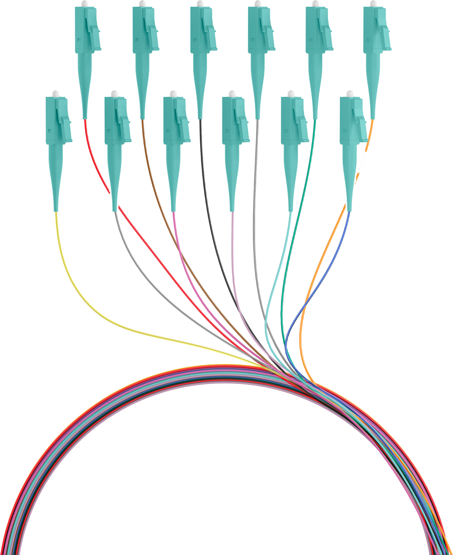 Fiber Pigtail LC OM3 -colored set 2m - 12 pieces