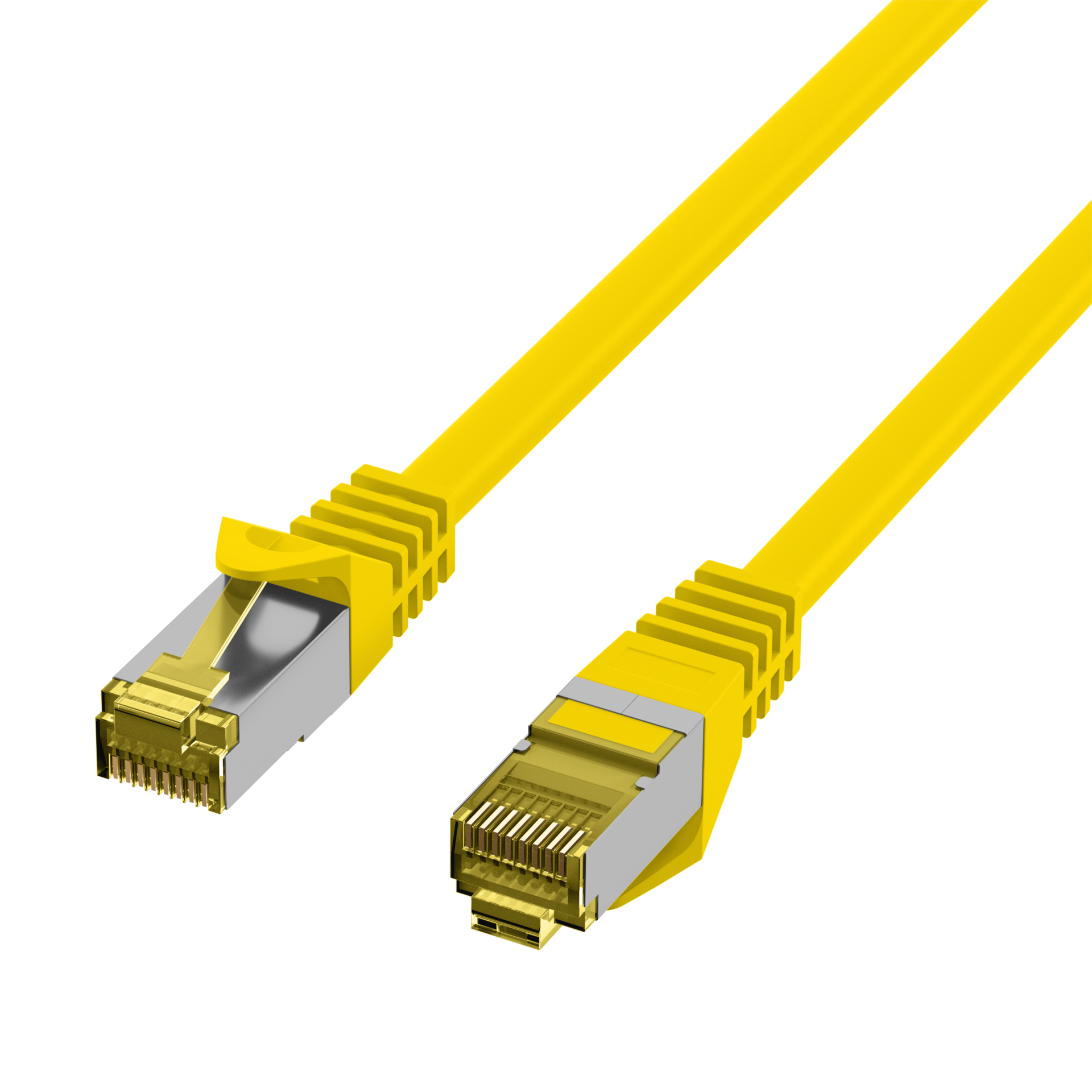 RJ45 Patch cable S/FTP, Cat.6A, LSZH, Cat.7 Raw cable, 0,15m, yellow