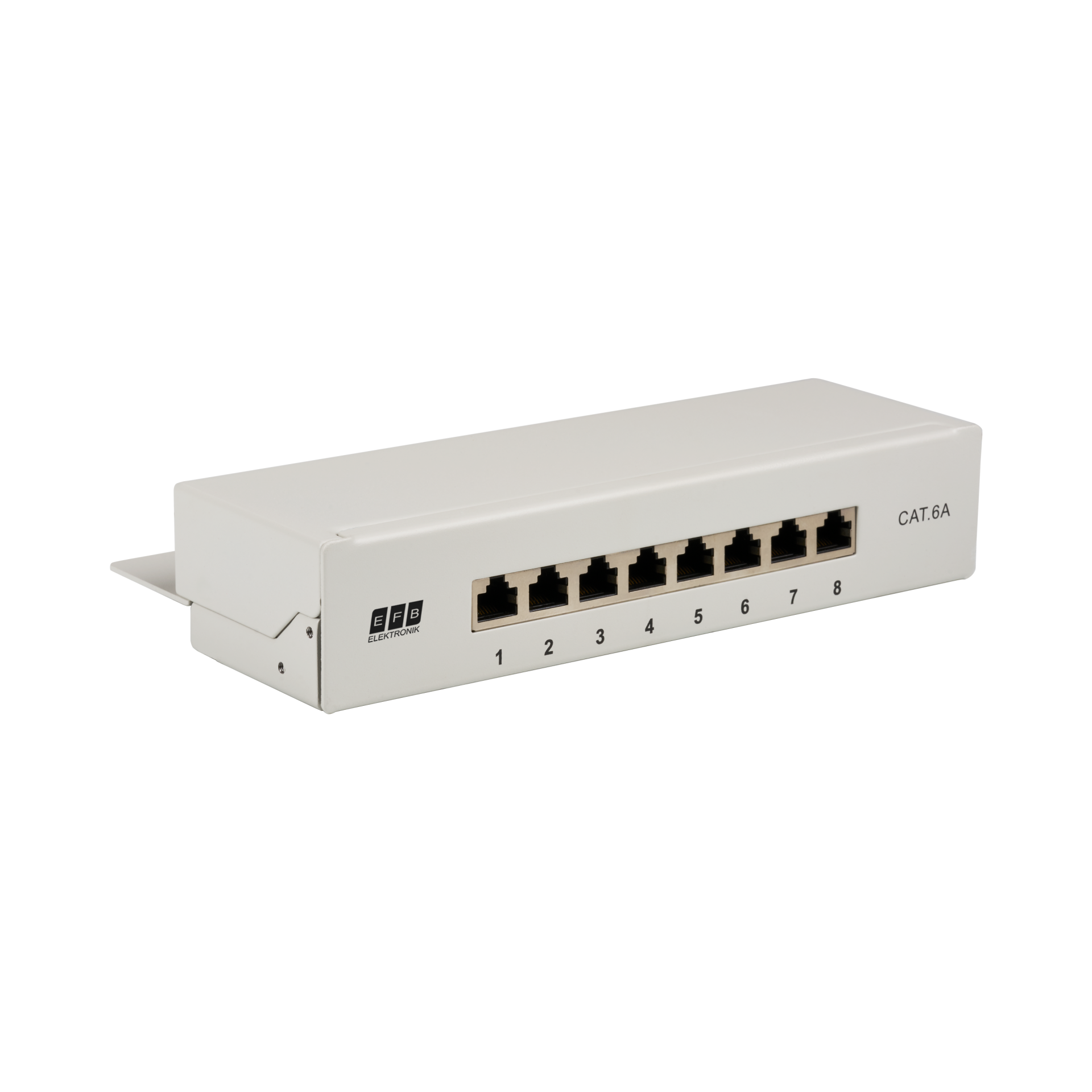Mini-Patchpanel STP 8xRJ45 Cat.6A, 10“ 1U, RAL7035 grey