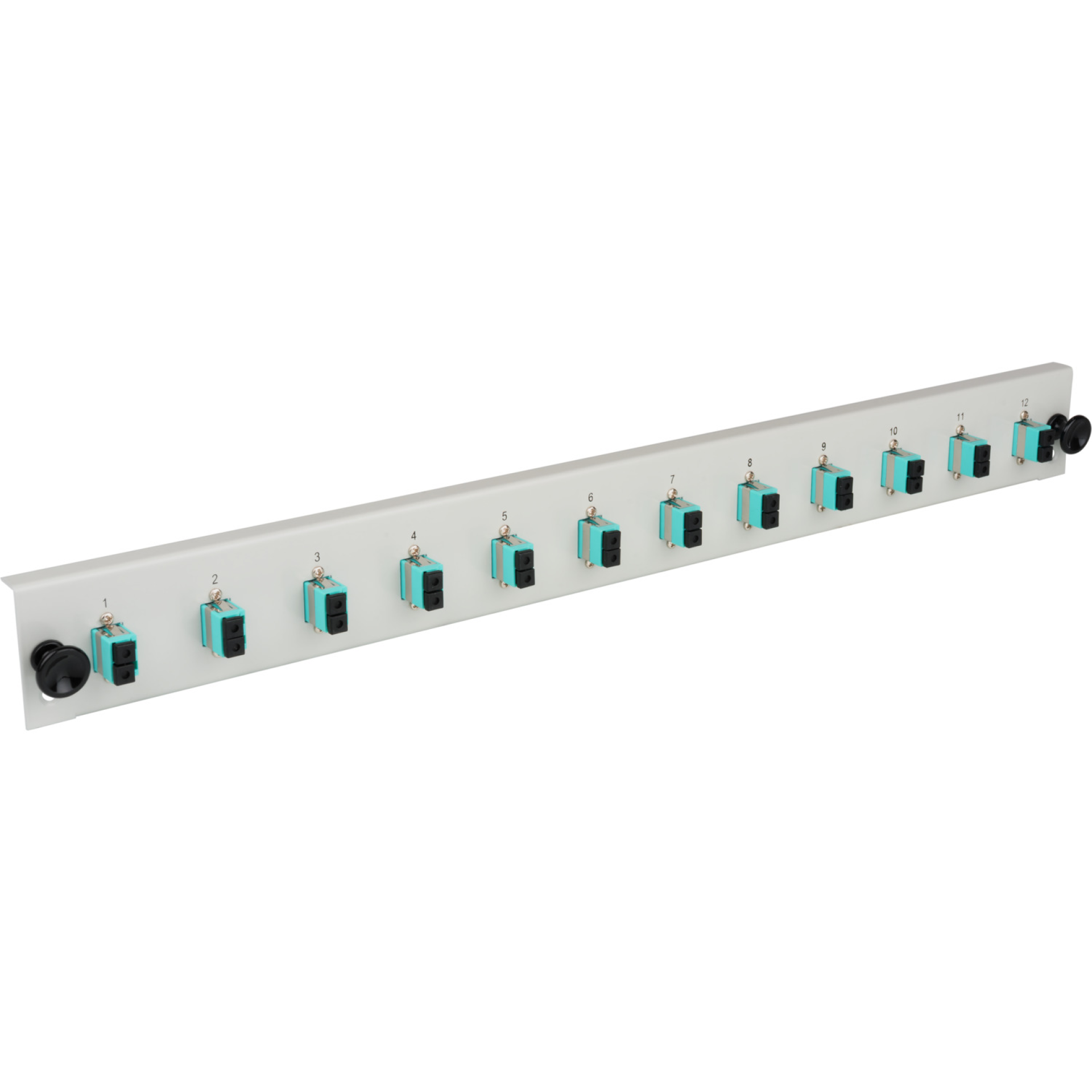 Equipped Front Panel with 12 x LC Duplex Adapter OM4, grey