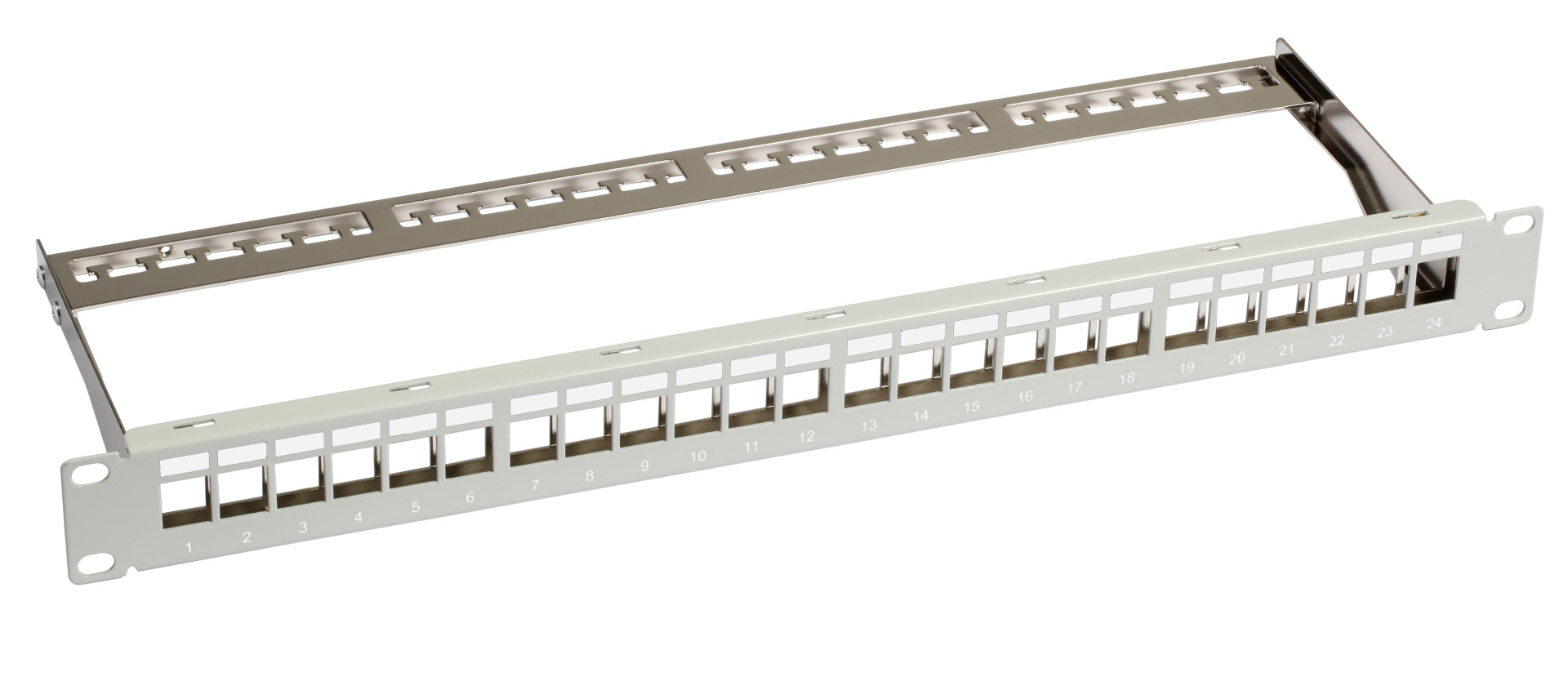 Distribution Panel 19" 1U, 24-Port, grey RAL7035