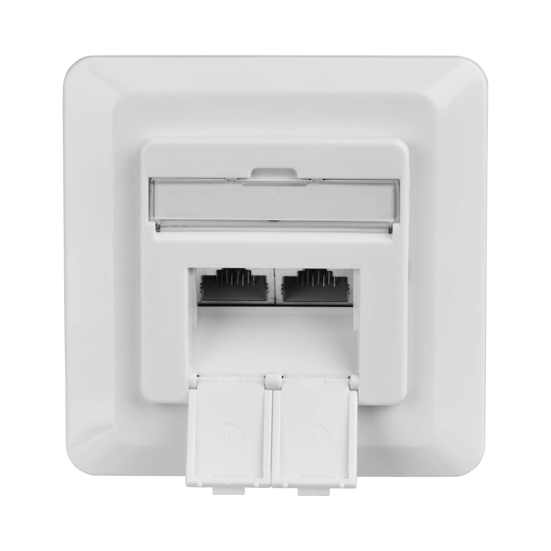 Datendose Cat.6A 500MHz rechts/links, Unterputz, 2xRJ45, RAL9010