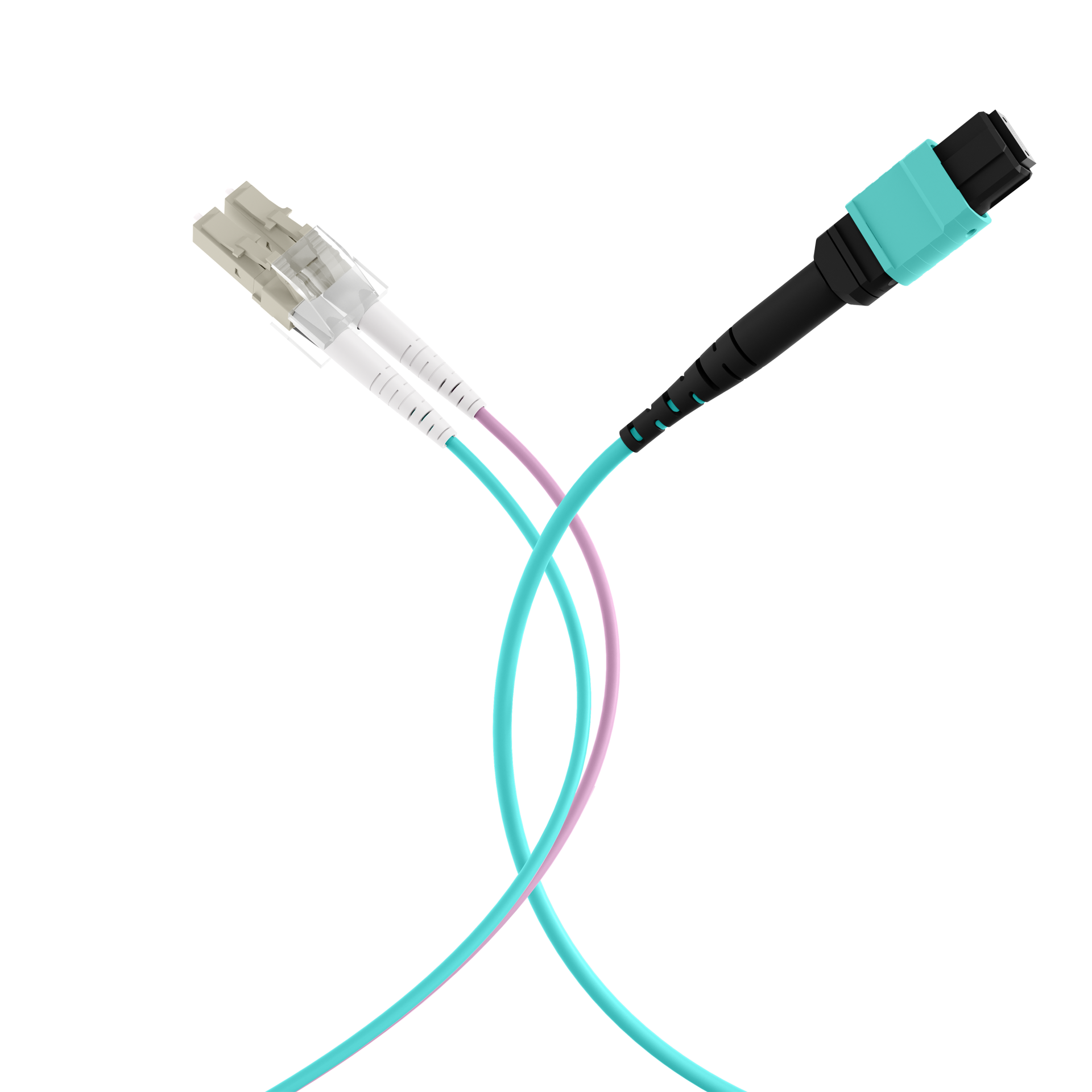 MTP®(F)-LC Trunk cable OM3 12 fibers Typ B LSZH aqua 5m