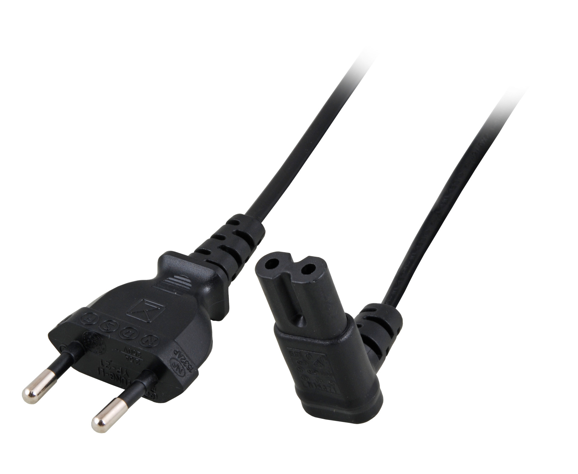 Power Cable Euro - C7 90° Up/Down, Black, 2.0 m, 2 x 0.75 mm²