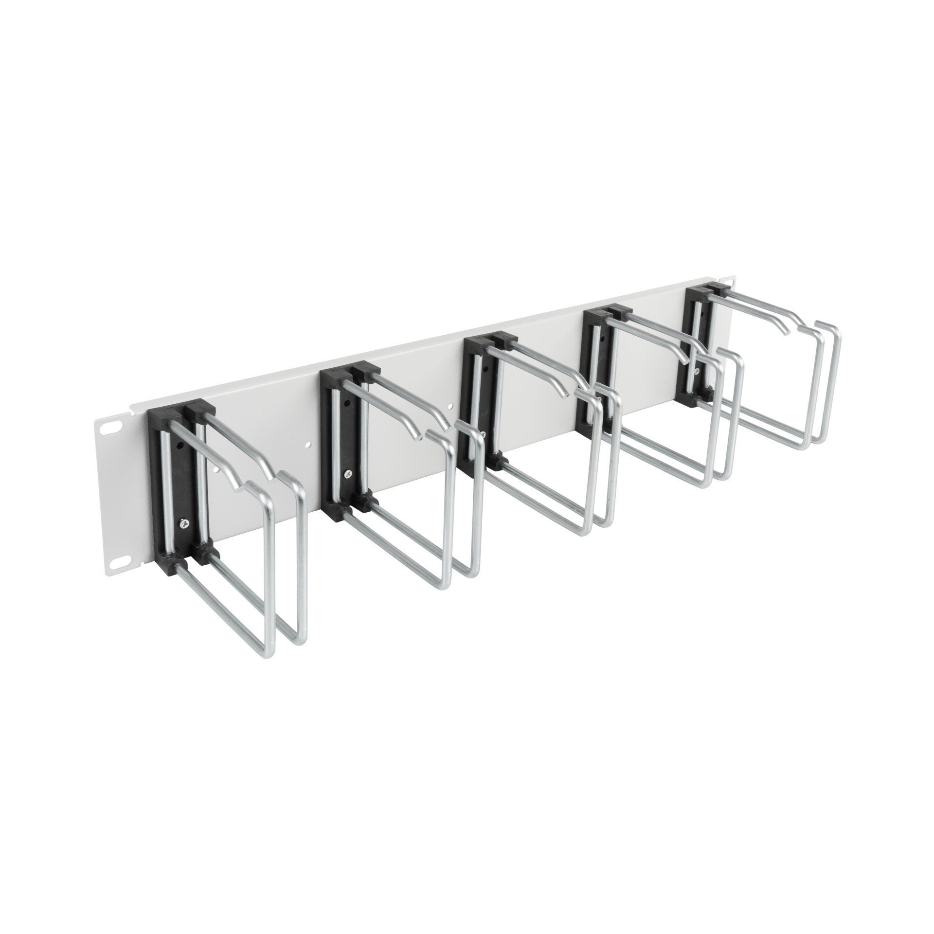 19" 2U Cable Management Panel, 5 x Metal- Double Brackets 110 mm, RAL7035
