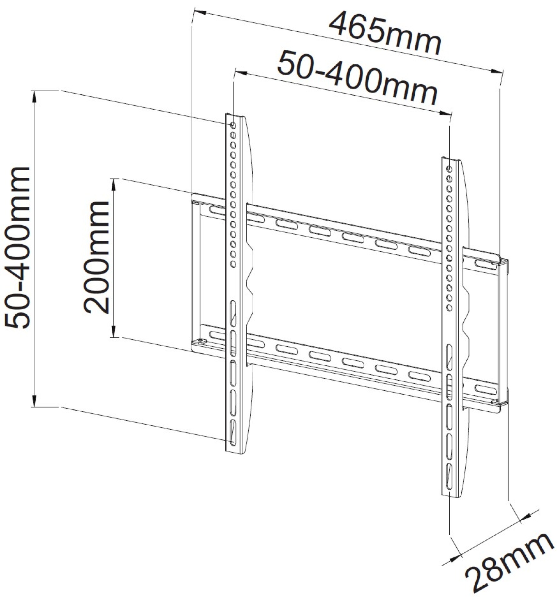 Wall support for LCD TV LED 23" - 55" slim fixed White