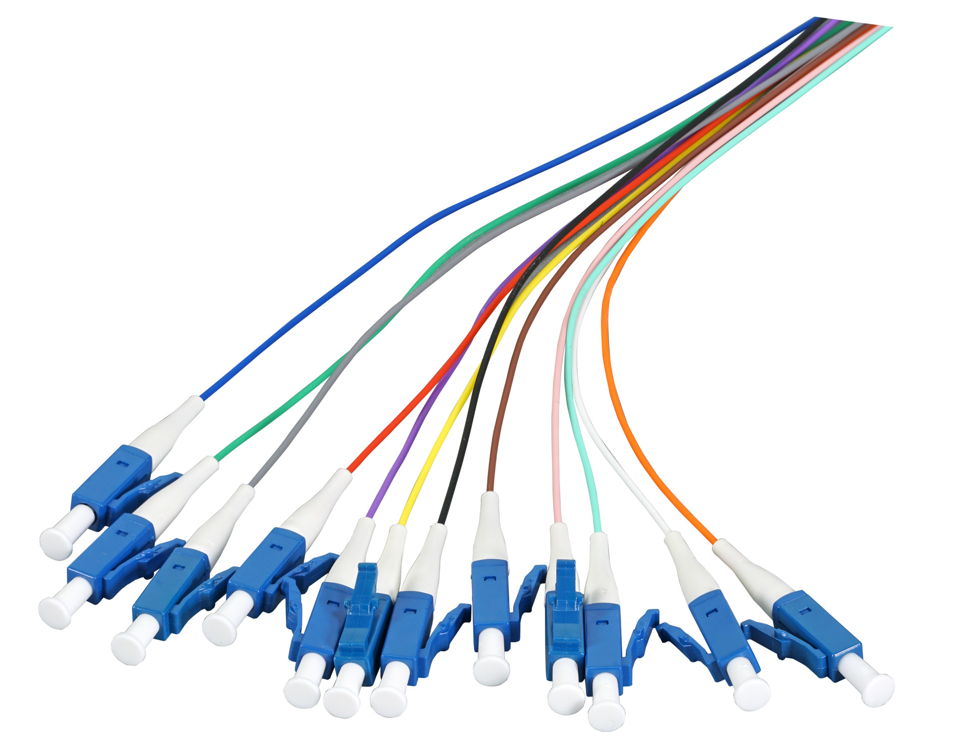 Fiber pigtail LC-APC 9/125µ 12er Set, coul., 2m OS2