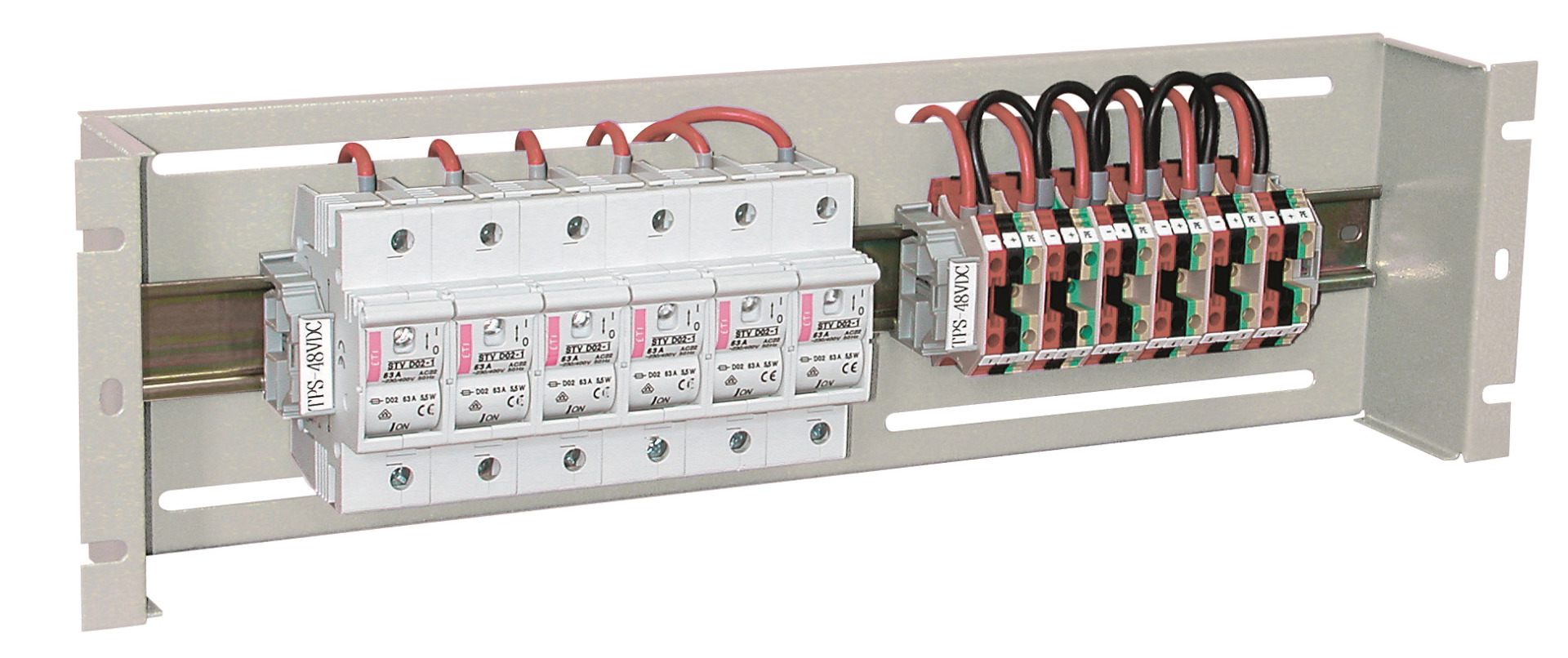 19" 3U Power Distribution/Circuit Braker Housing for 22 Modules 17.5 mm, RAL7035