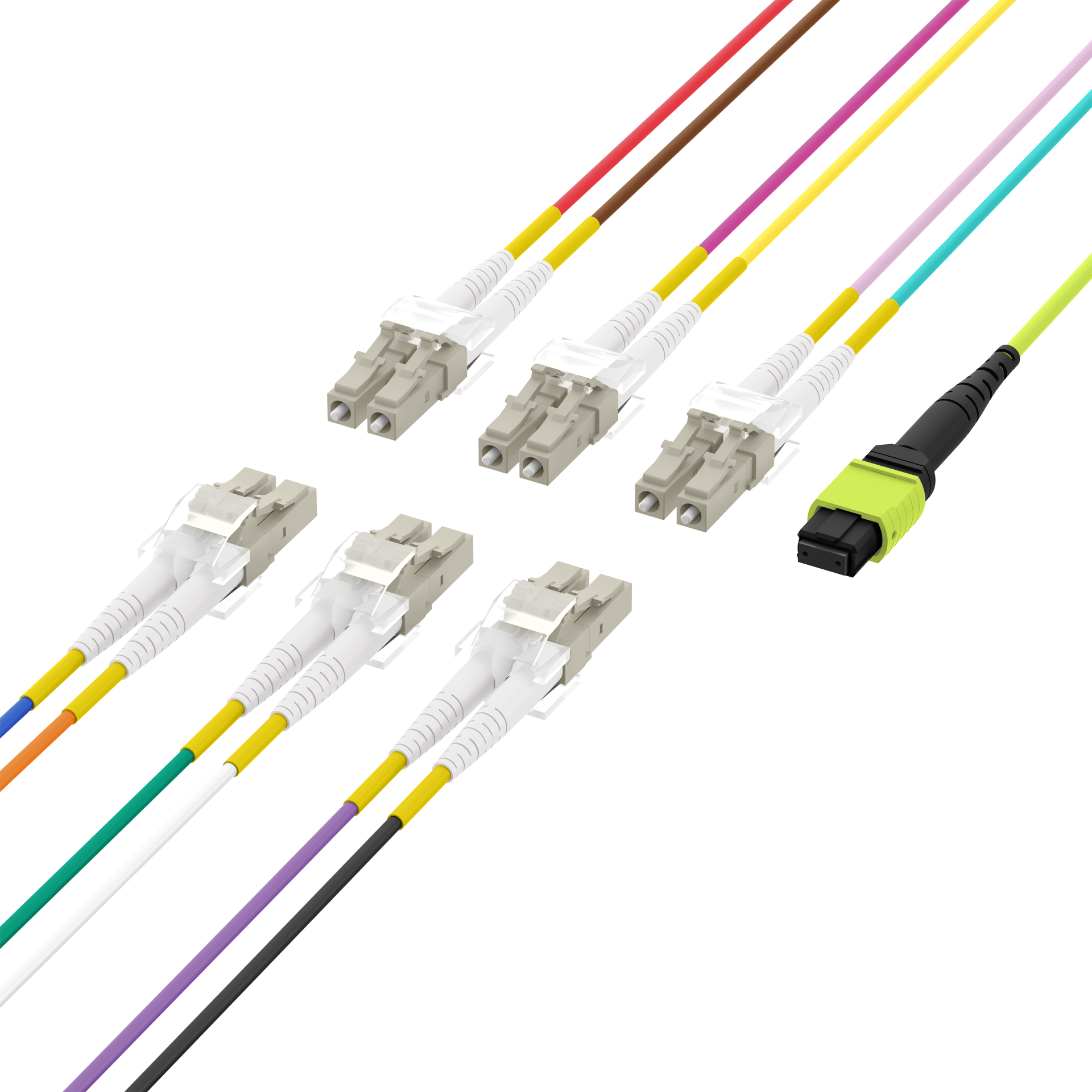 MTP®(F)-LC Trunk cable OM5 12 fibers Typ B LSZH limegreen 10m