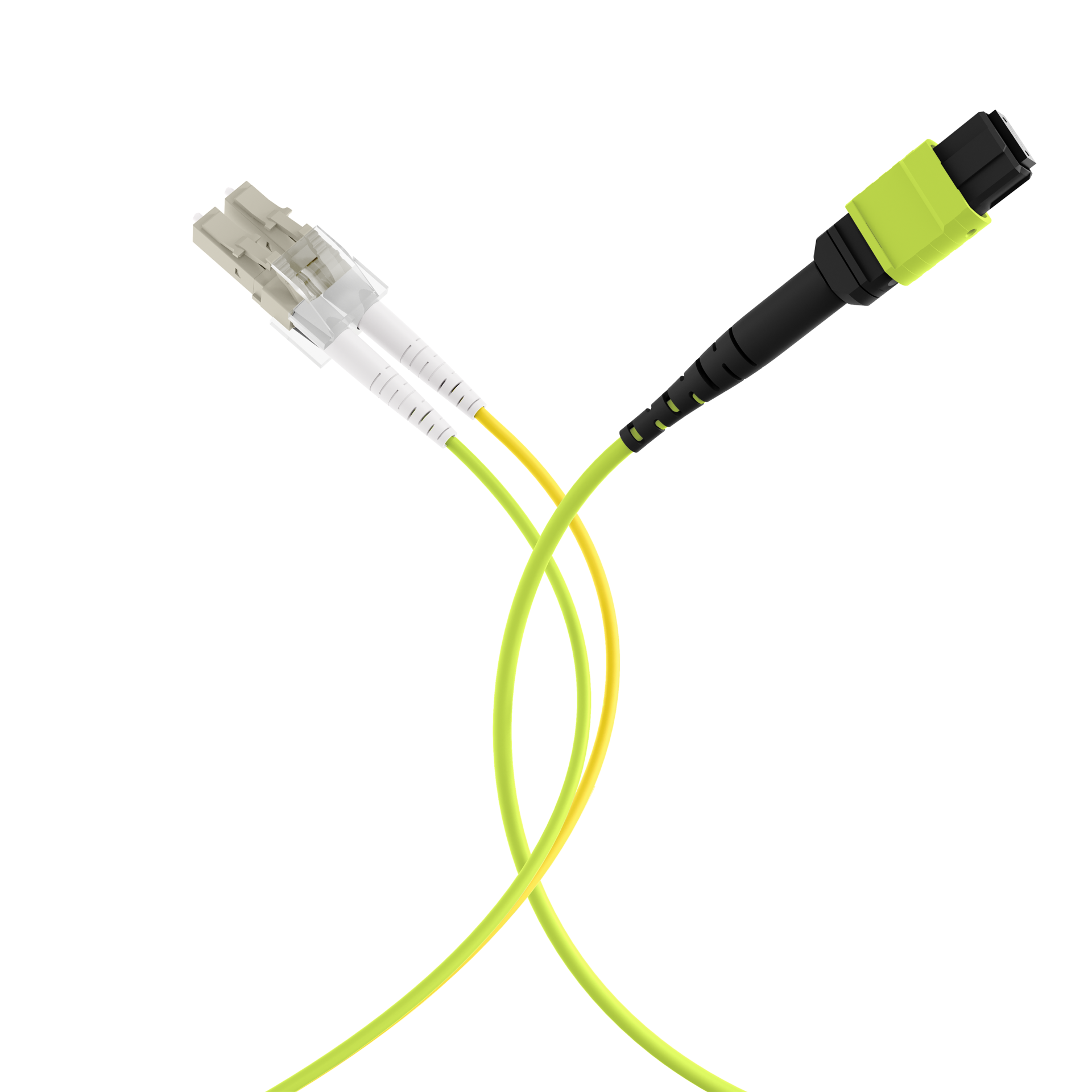 MTP®(F)-LC Trunk cable OM5 12 fibers Typ B LSZH limegreen 10m