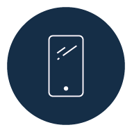 Ikon af en smartphone på en mørkeblå baggrund - symbol for mobile enheder, kommunikation og tilbehør til smartphones