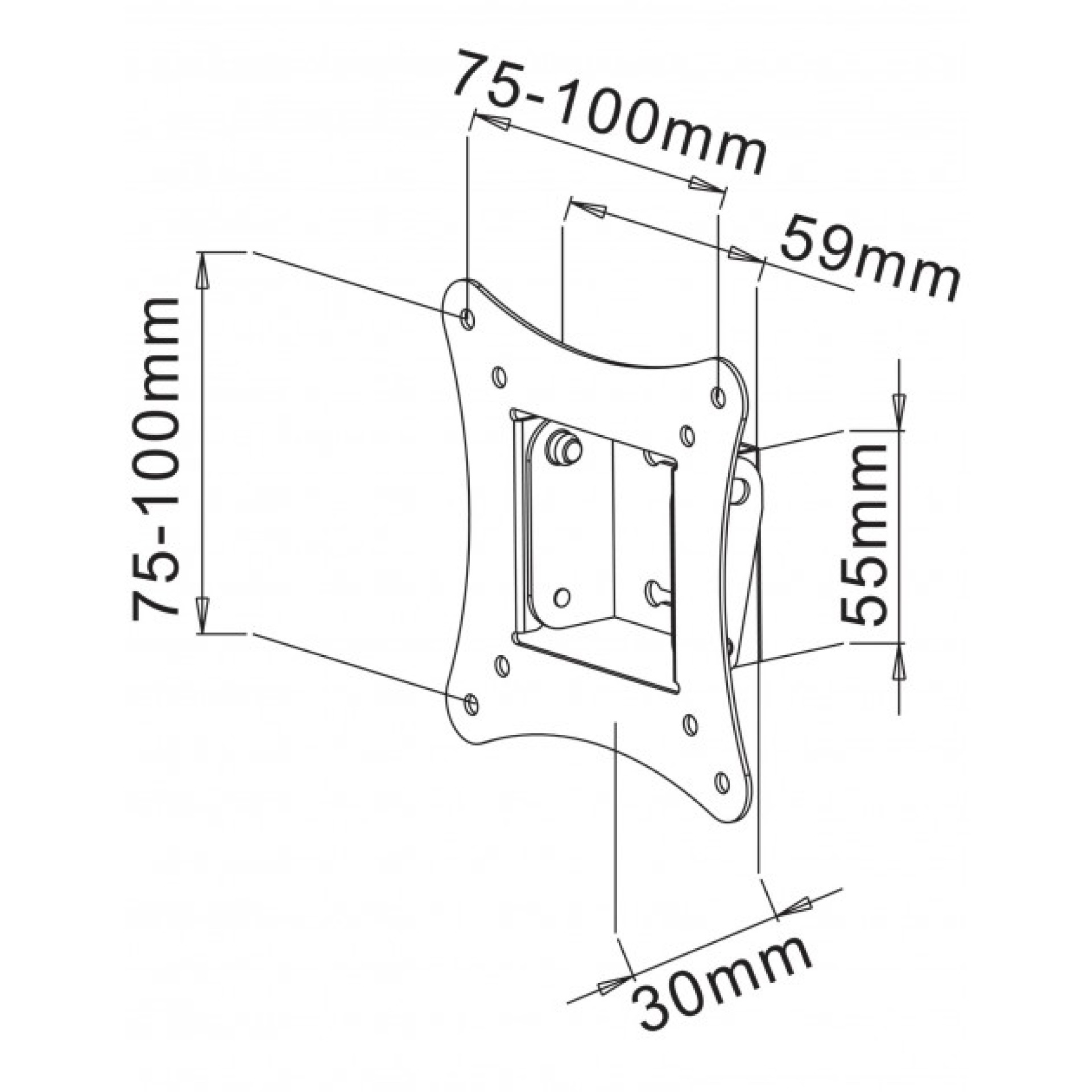 Wall bracket for 1 LCD TV LED 13"-30", tiltable, black