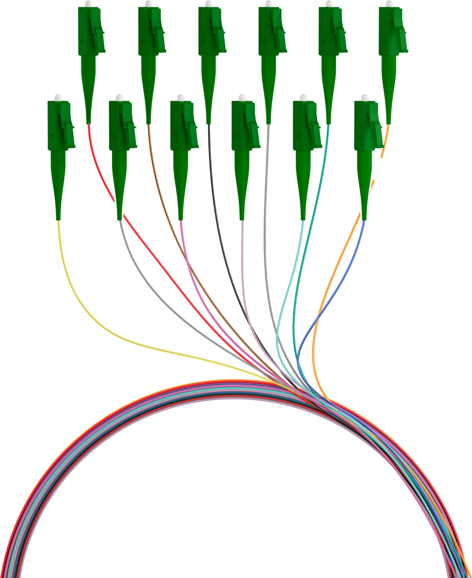 Fiber Pigtail LC/APC OS2 G652D-colored set 2m - 12 pieces