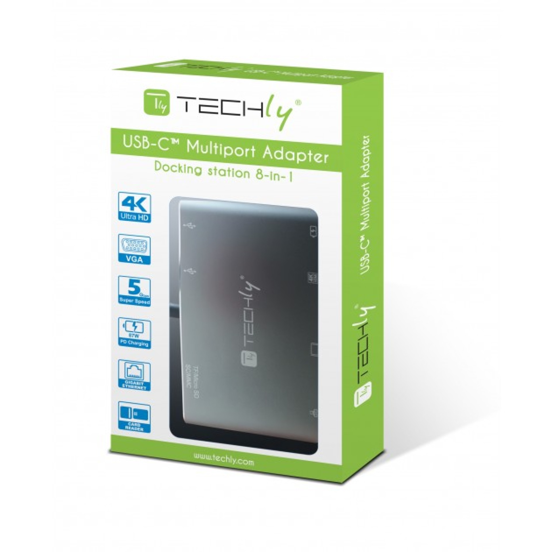 USB Type-C Docking Station to 2x USB3.0, HDMI, VGA, RJ45, USB Type-C, SD-Slot