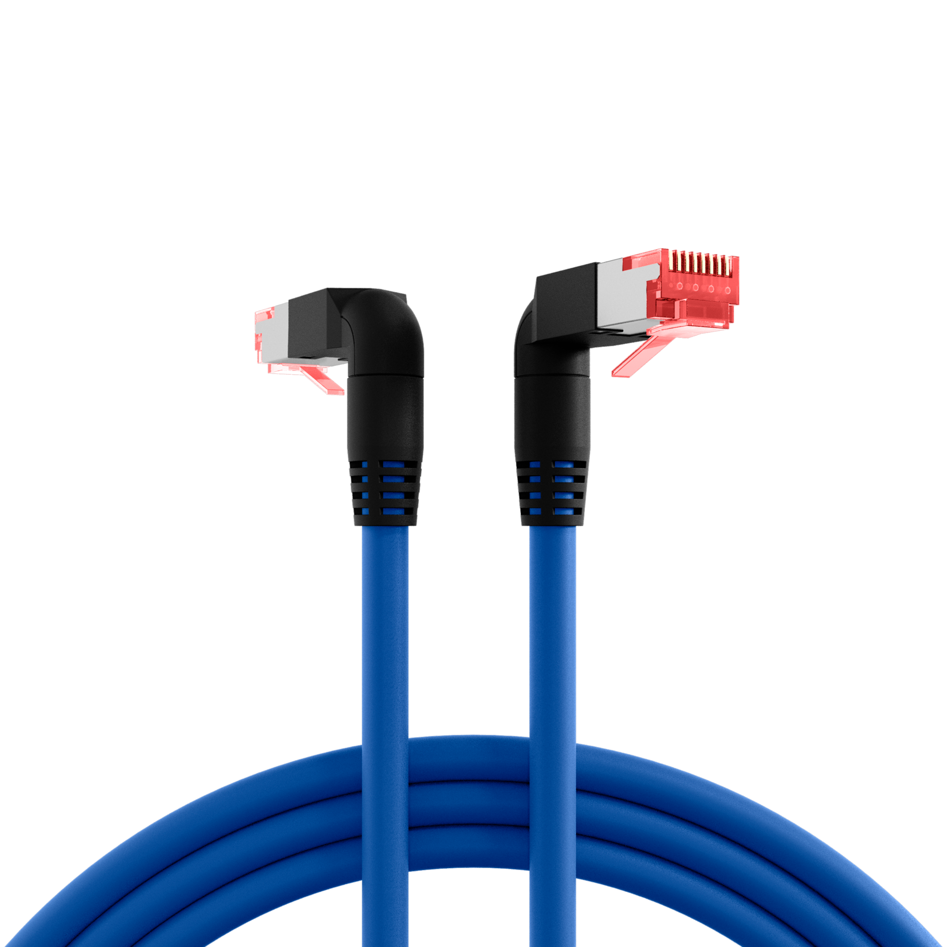 RJ45 Patch Cord Cat.6A S/FTP LSZH Draka UC900 TM21 2x90° blue 1m