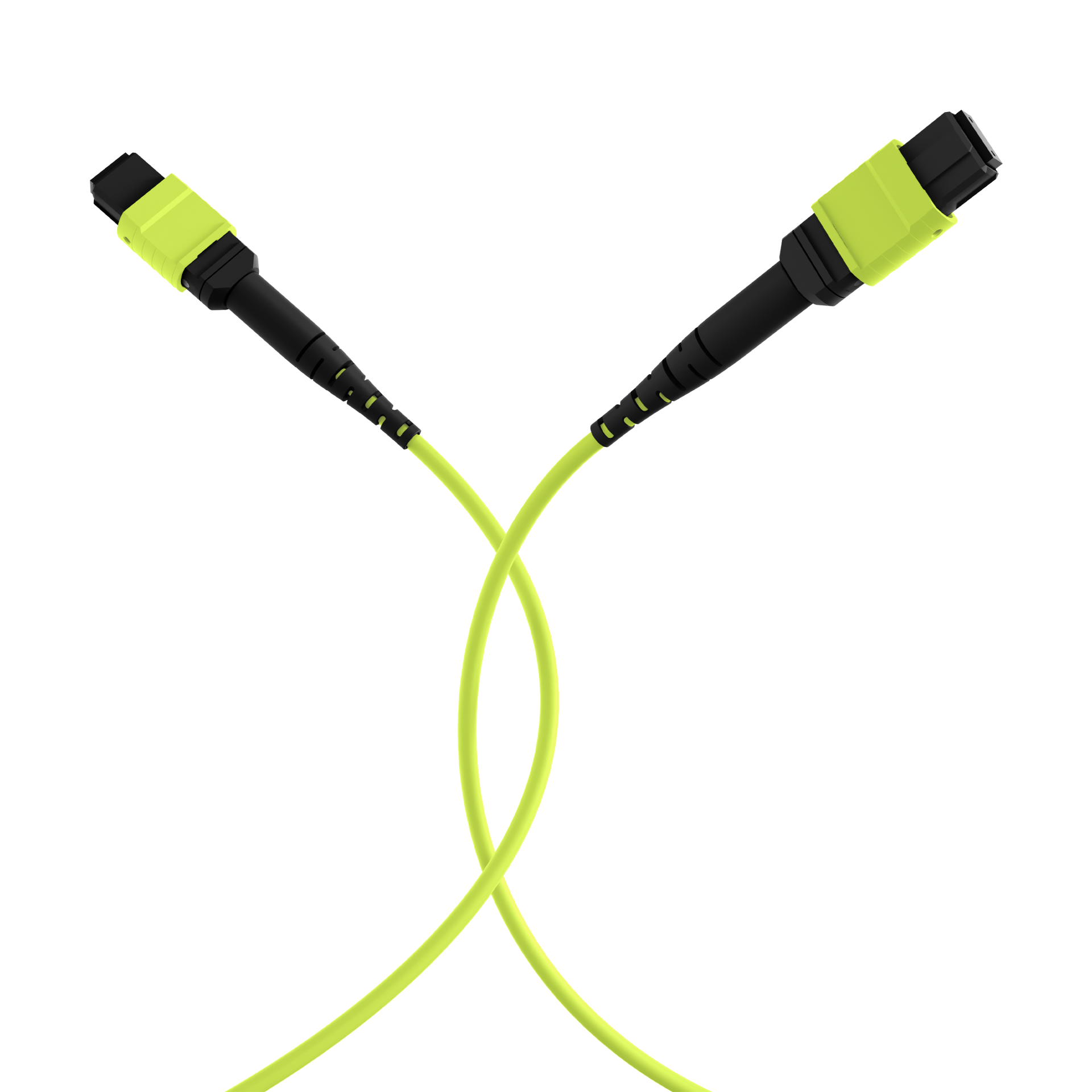 MTP®(F)-MTP®(F) Patch cable OM5 12 fibers Typ B LSZH limegreen 15m