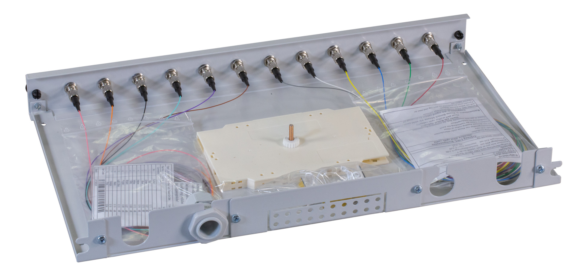 Splicebox sliding unit, with ST metal adapter and pigtails, OM4