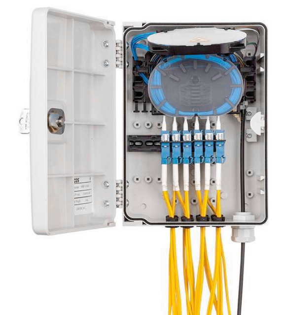 Vægboks Fiber optik,Maks. 24 fiber. incl. splidsekassetter