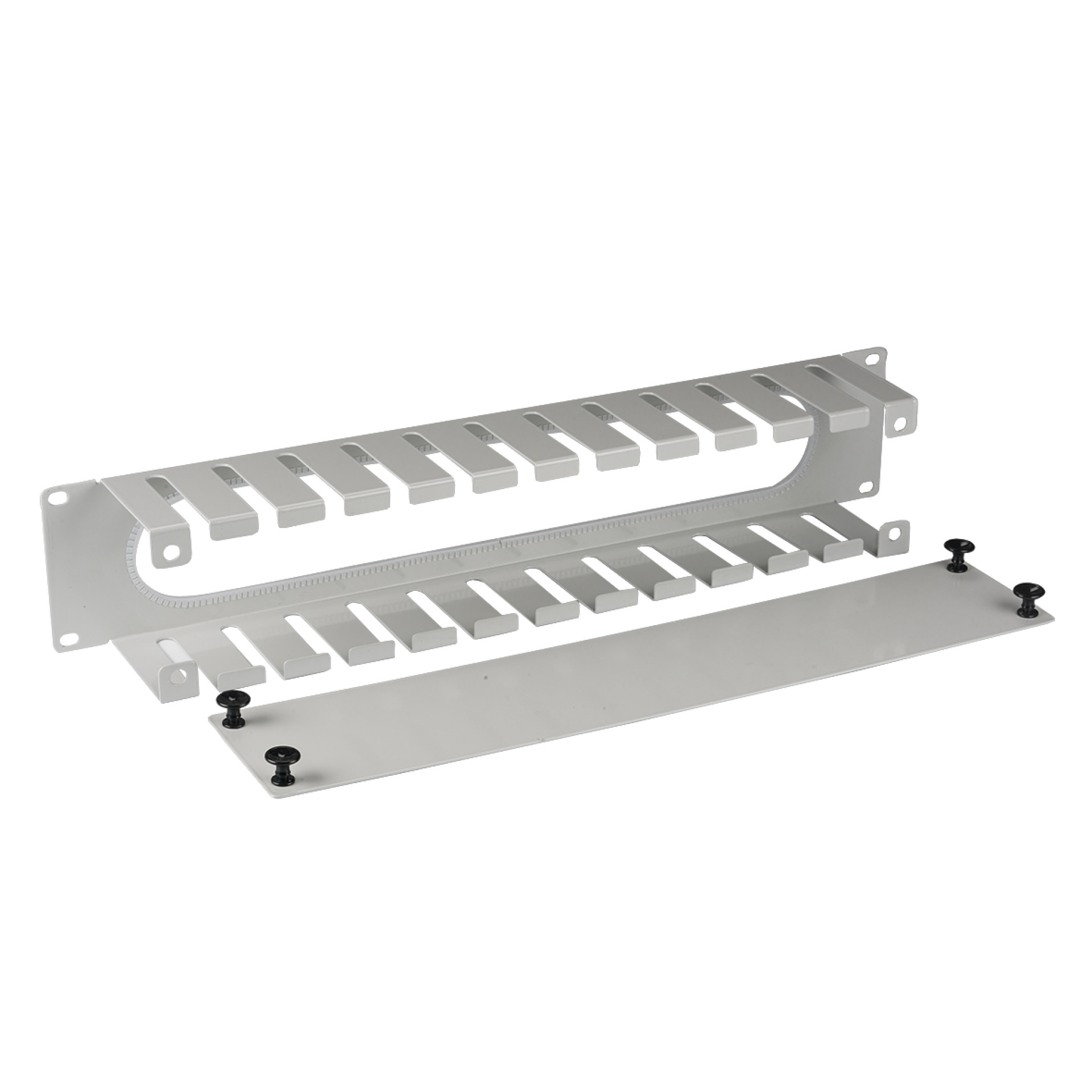 19" 2HE Kabelführungspanel mit Abdeckung, RAL9005 19" 2HE Kabelführungspanel mit Abdeckung, RAL9005