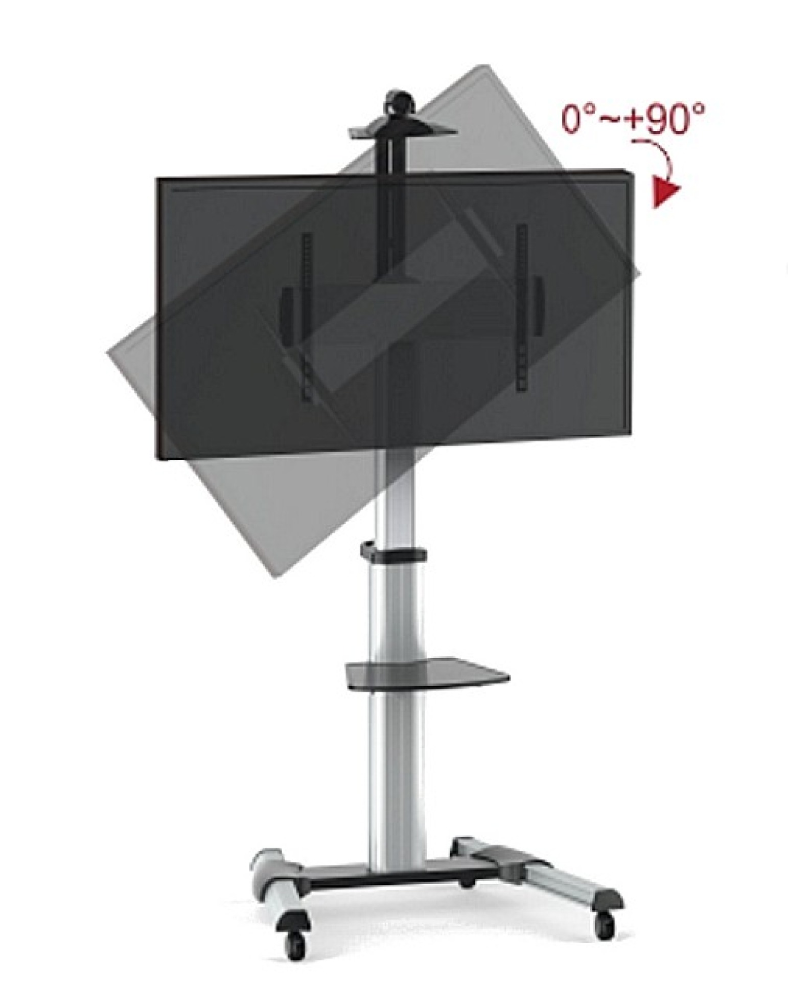 Trolley floor support for LCD LED TV 37-70" with camera shelf