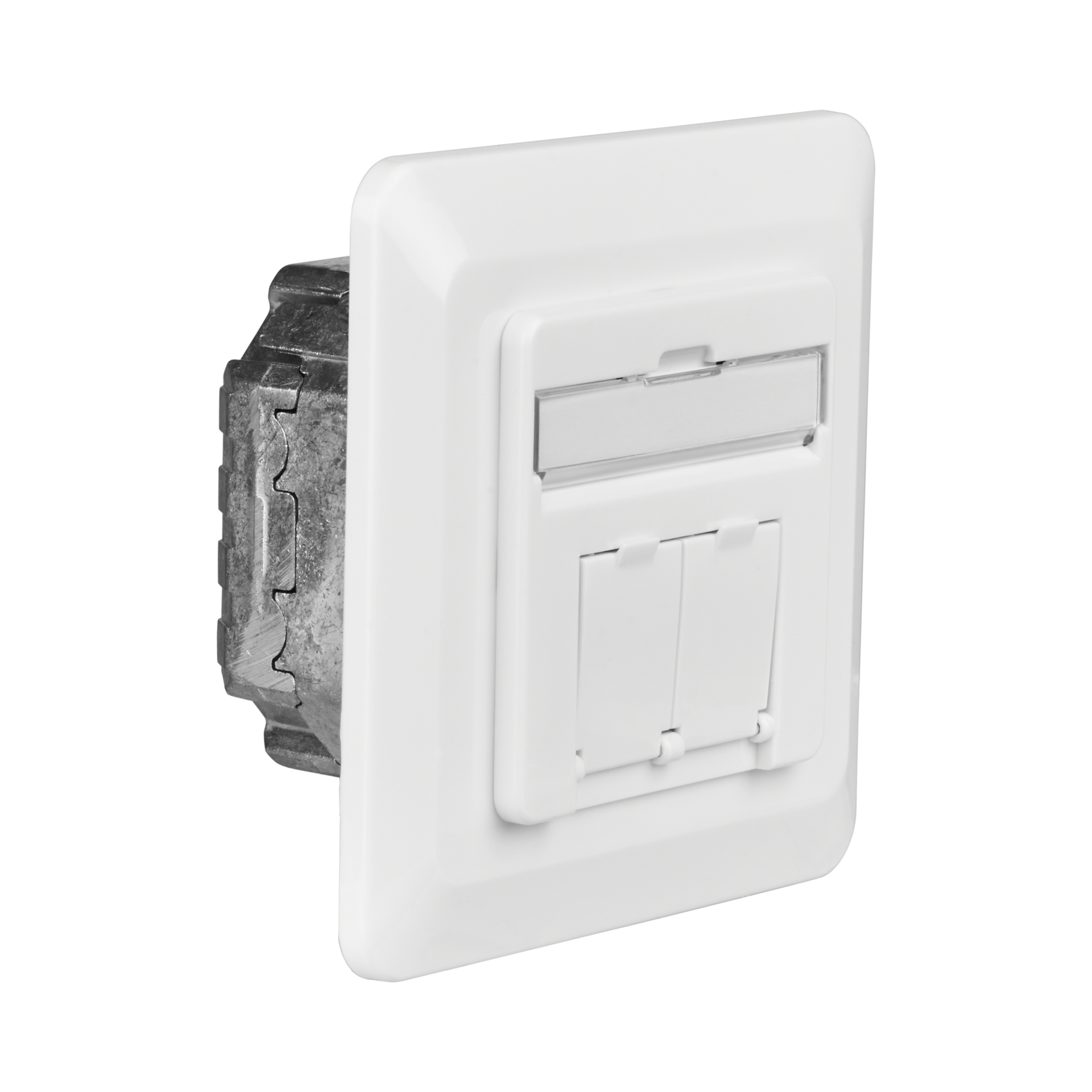 Data outlet Cat.6 250MHz, up/down, Flush, 2xRJ45, RAL9010