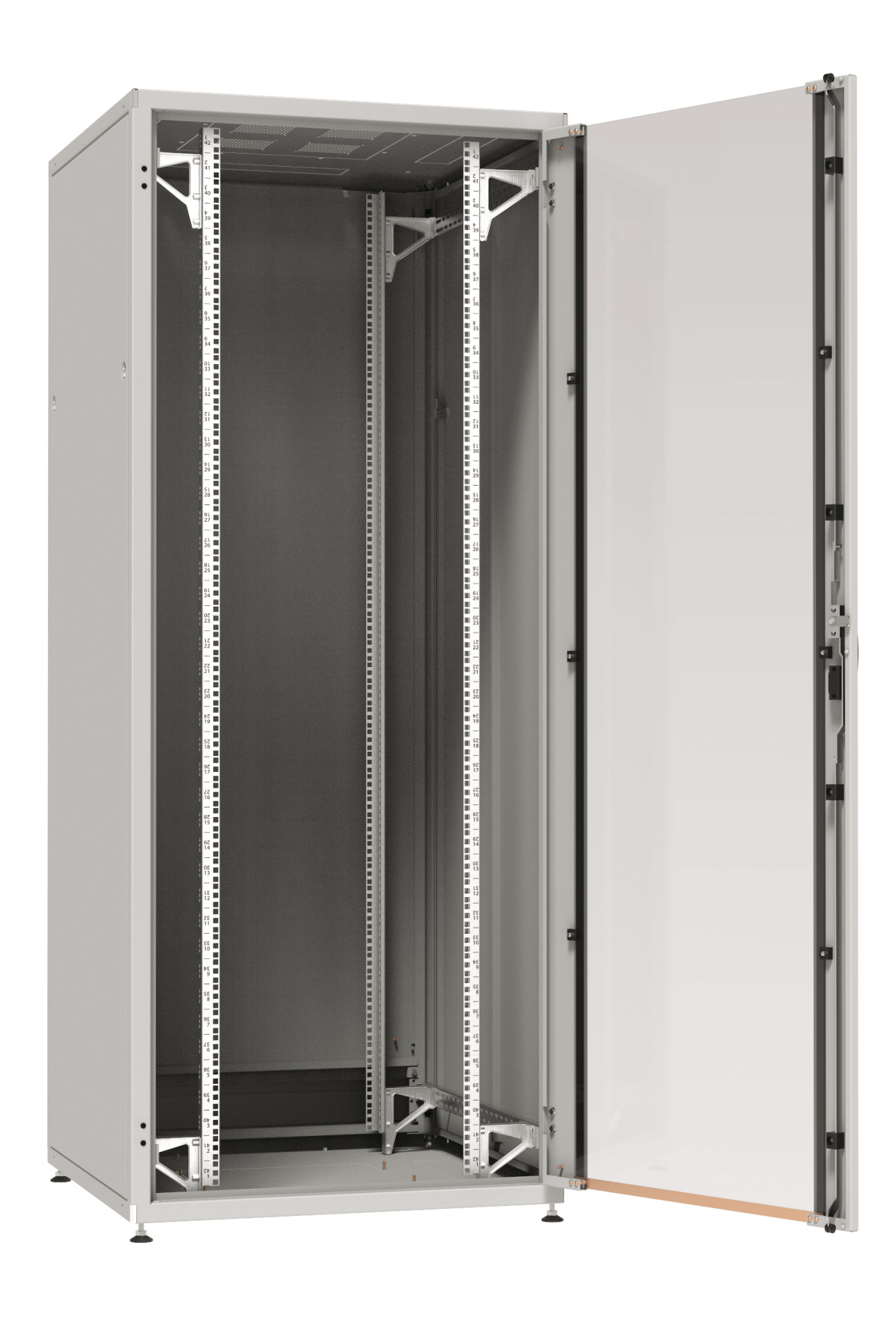 19" Network Cabinet PRO 42U, 800x800 mm, RAL7035, Rear Door with Turning Handle
