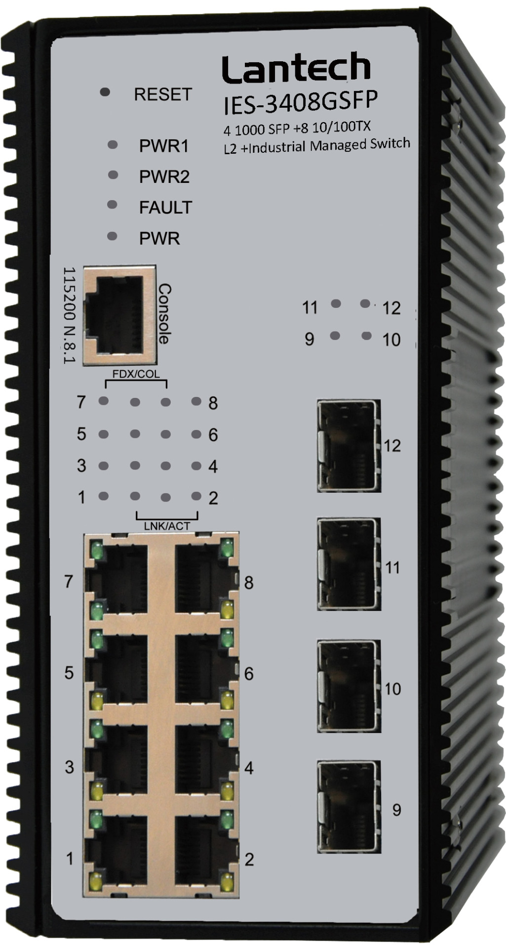 L2 DIN-Rail-Switch 8x10/100TX,4x Gigabit SFP